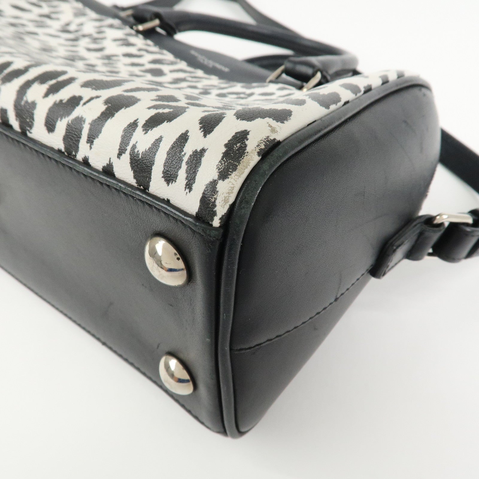 SAINT LAURENT PARIS Leather 2Way Bag Hand Shoulder Bag Leopard