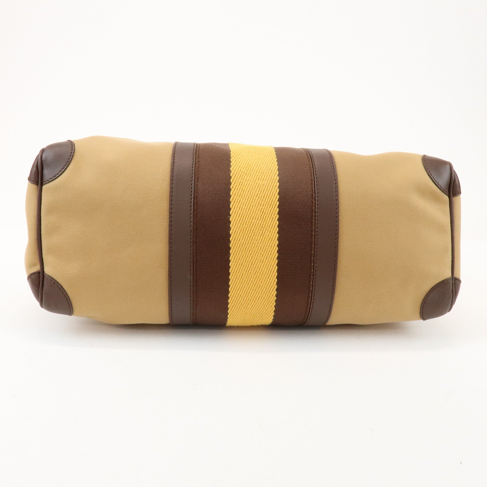 GUCCI Sherry Canvas Leather Boston Hand Bag Brown 000.0846.200047