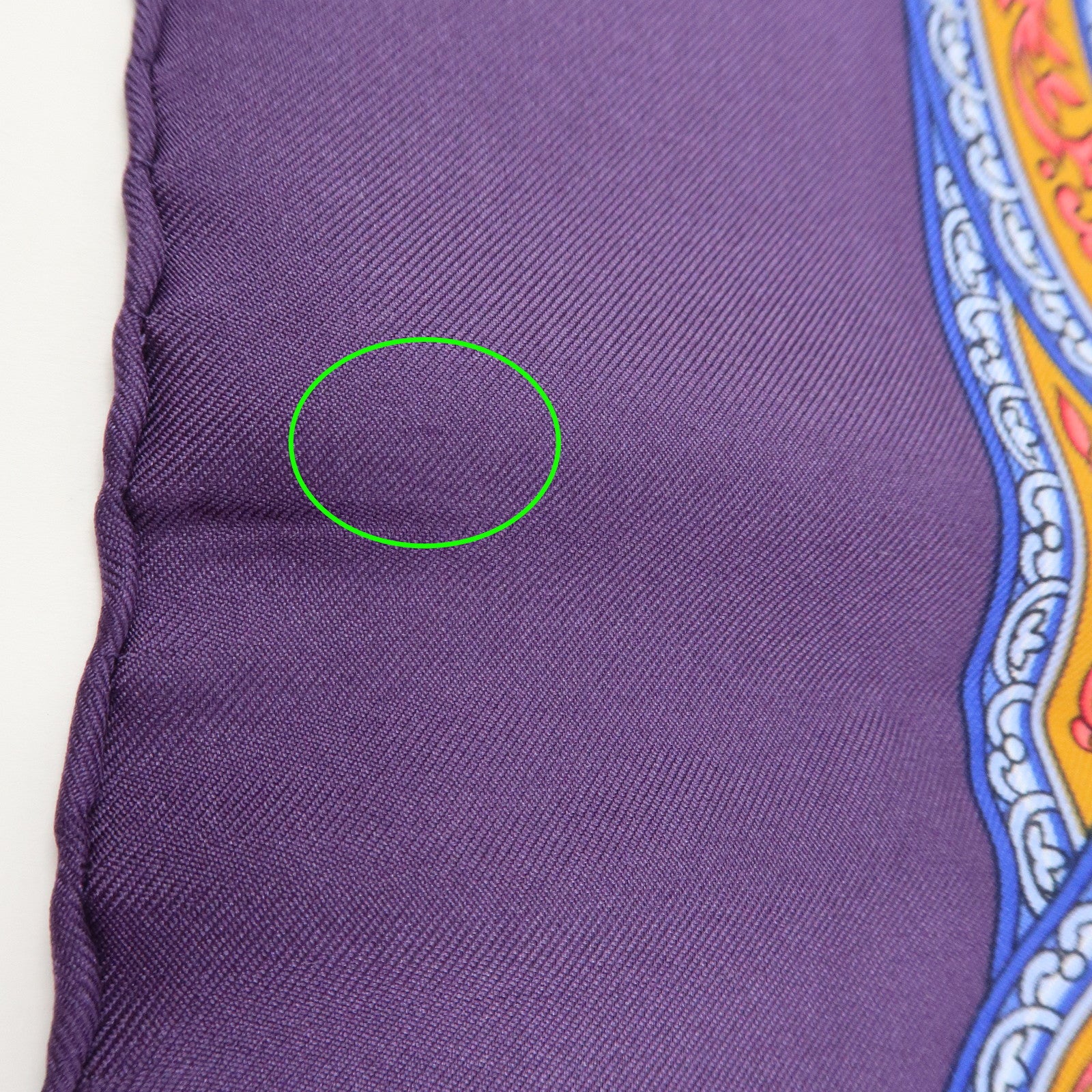 HERMES Carre 90 Silk 100% Scarf QALAMDAN Purple Orange