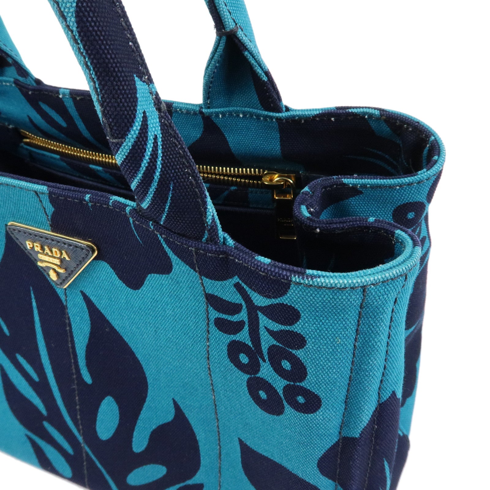 PRADA Canapa Mini Canvas 2Way Hand Shoulder Bag Blue Navy 1BG155