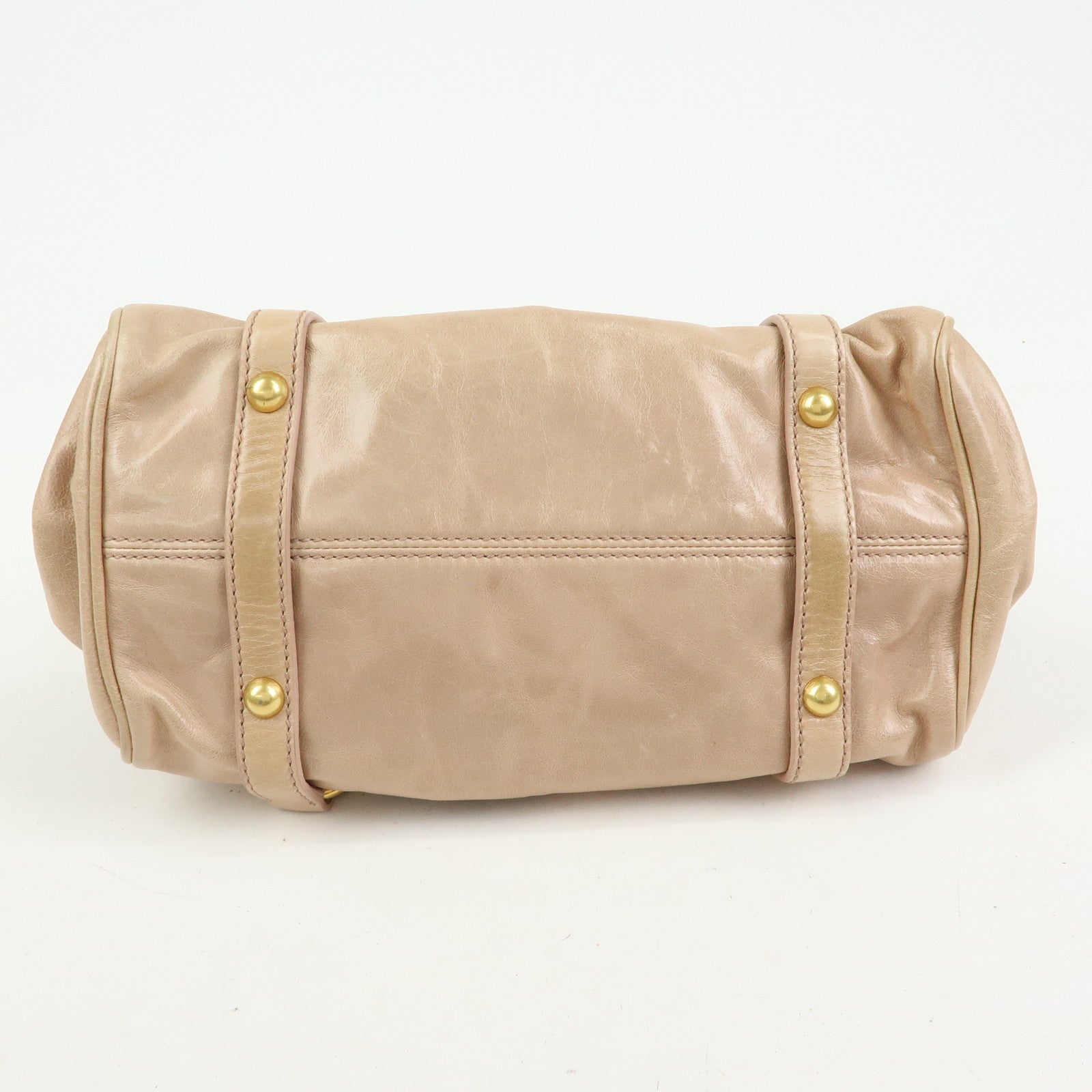 MIU MIU Leather Side Ribbon 2Way Bag Hand Bag Shoulder Bag Beige