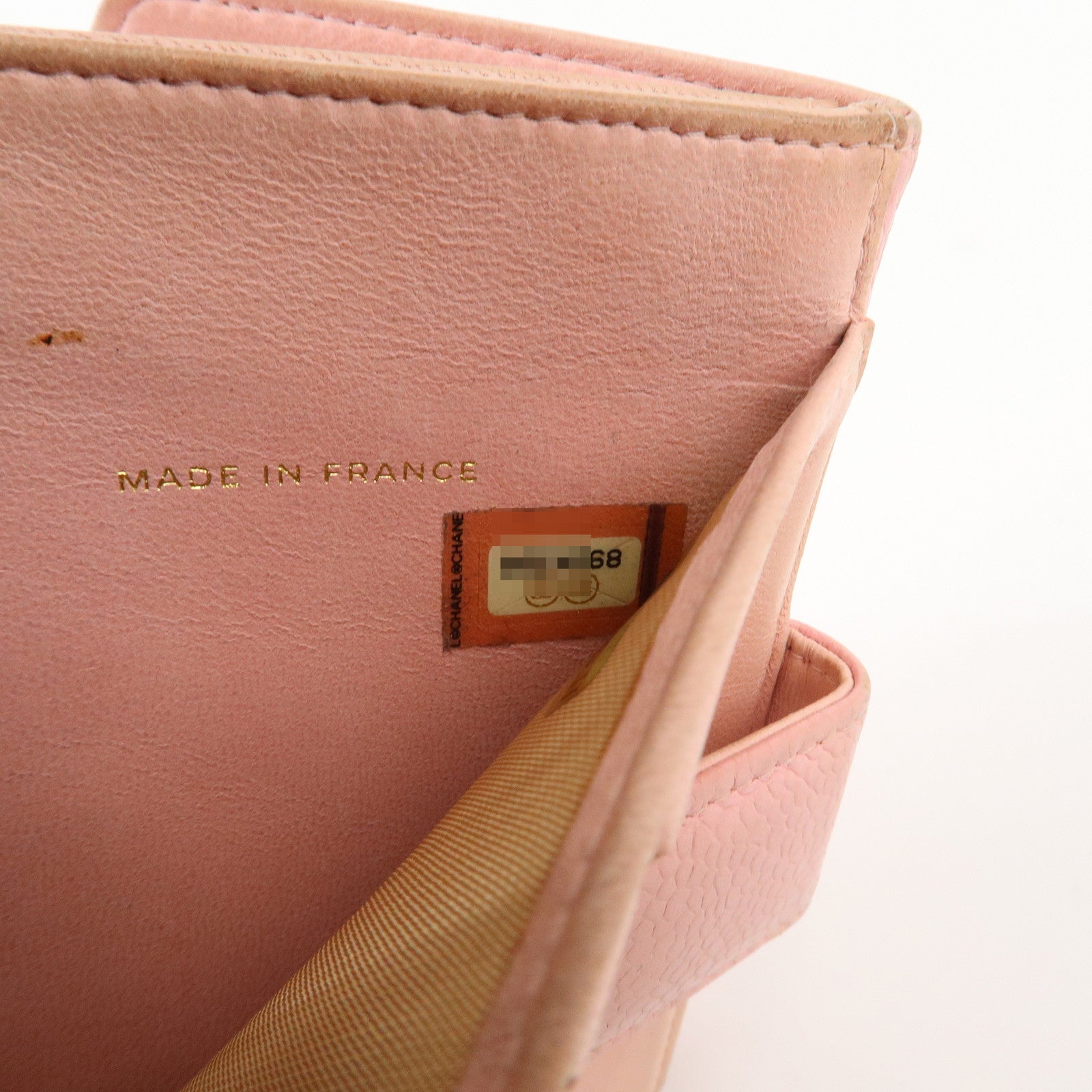 CHANEL COCO Mark Caviarskin Double Hook Wallet Pink A13496 Used