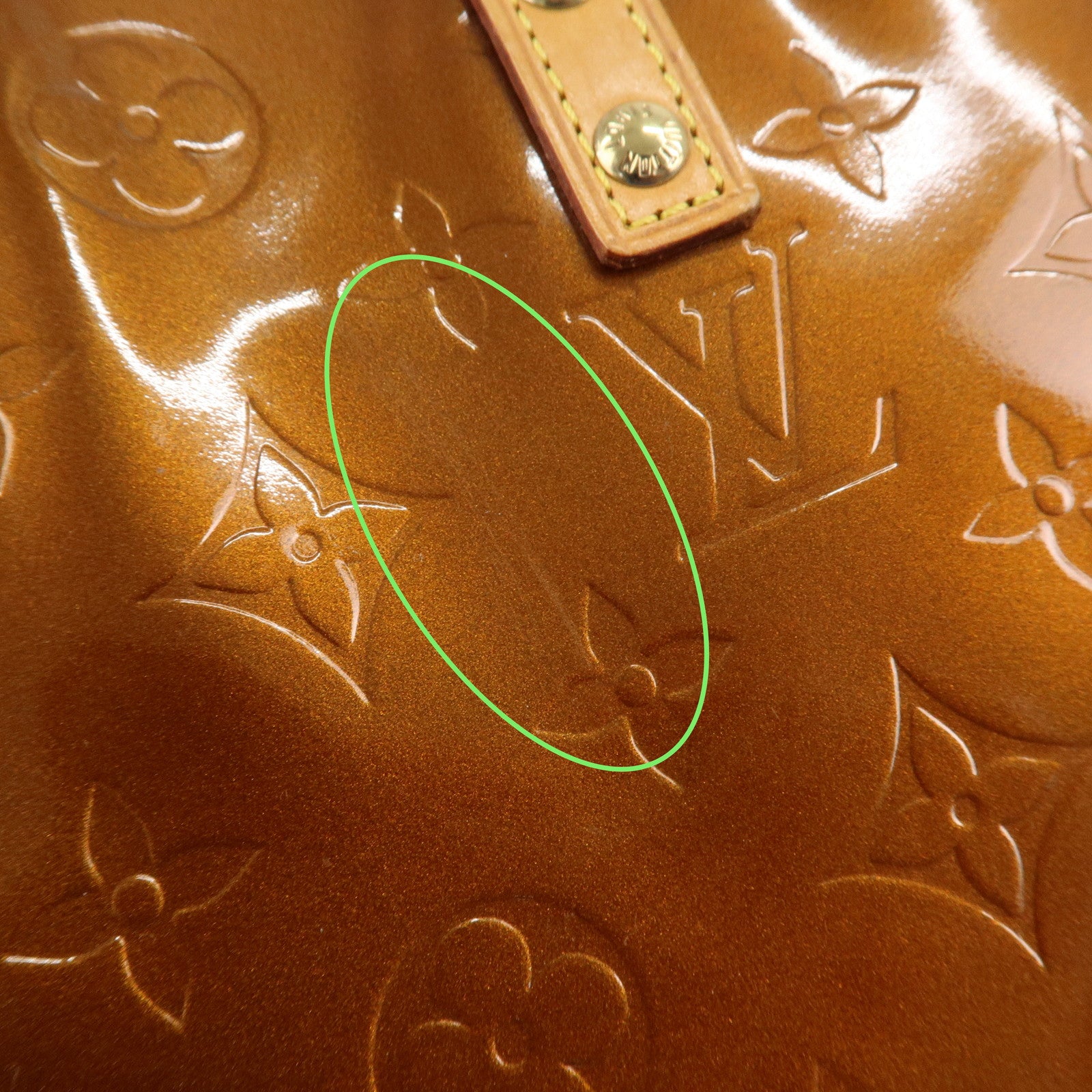Louis Vuitton Monogram Vernis Lead PM Hand Bag Bronze M91146