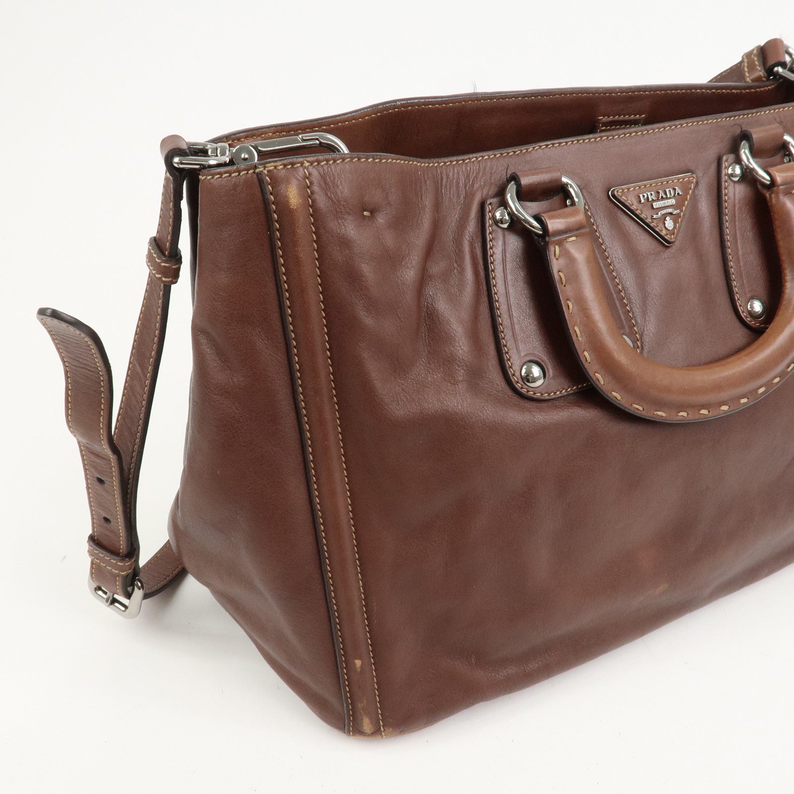 PRADA Triangle Logo 2Way Bag Tote Bag Shoulder Bag BN1889