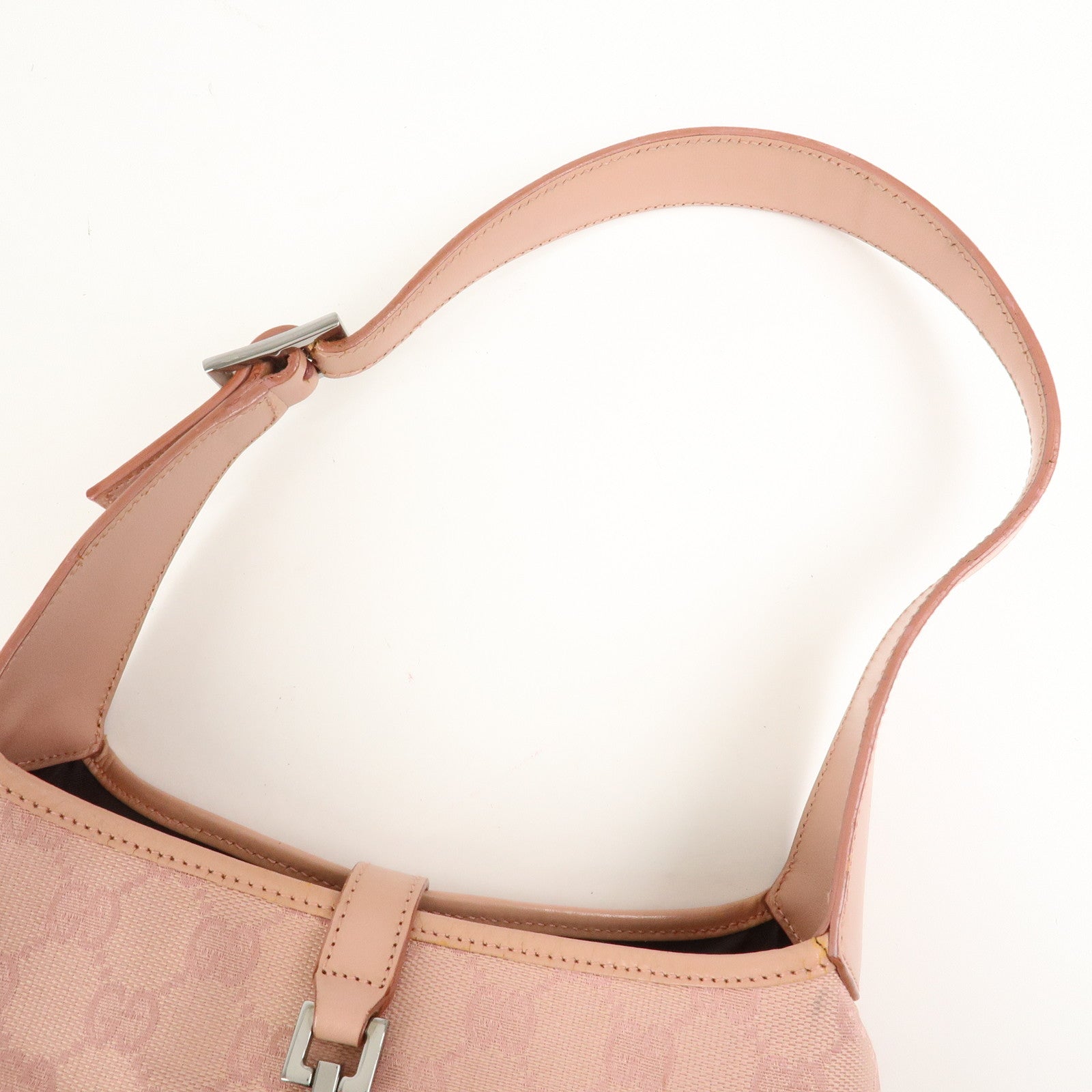 GUCCI Jackie Canvas Leather Shoulder Hand Bag Pink 001.3735