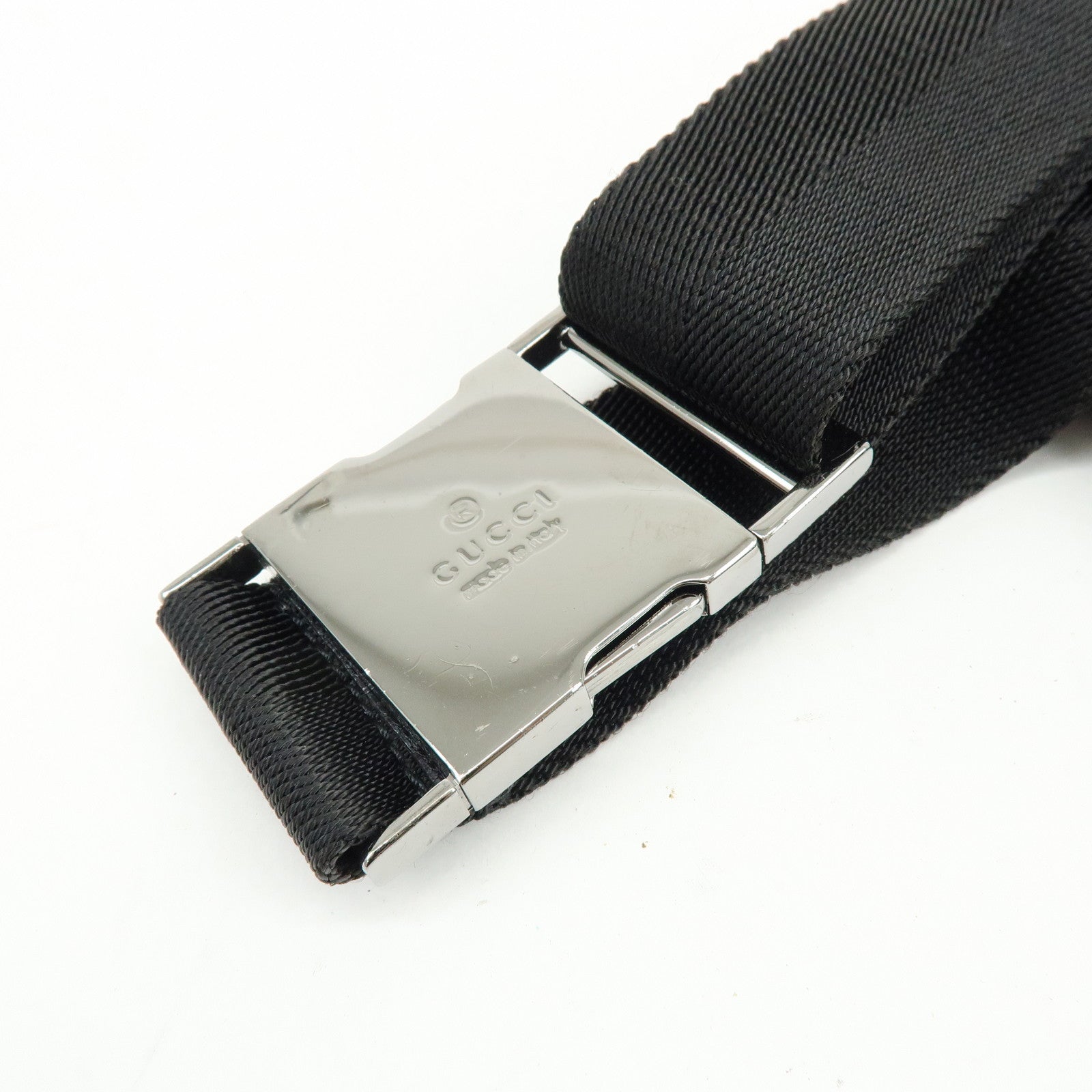 GUCCI GG Canvas Leather Waist Bag Crossbody Bag Black 28566