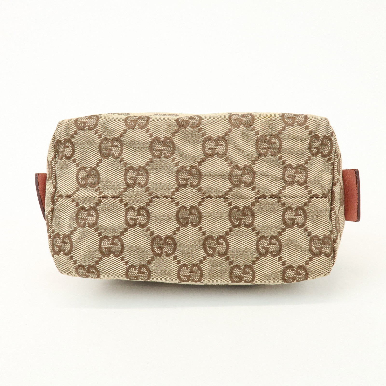 GUCCI GG Monogram Canvas Leather Cosmetic Pouch Beige Pink 29595