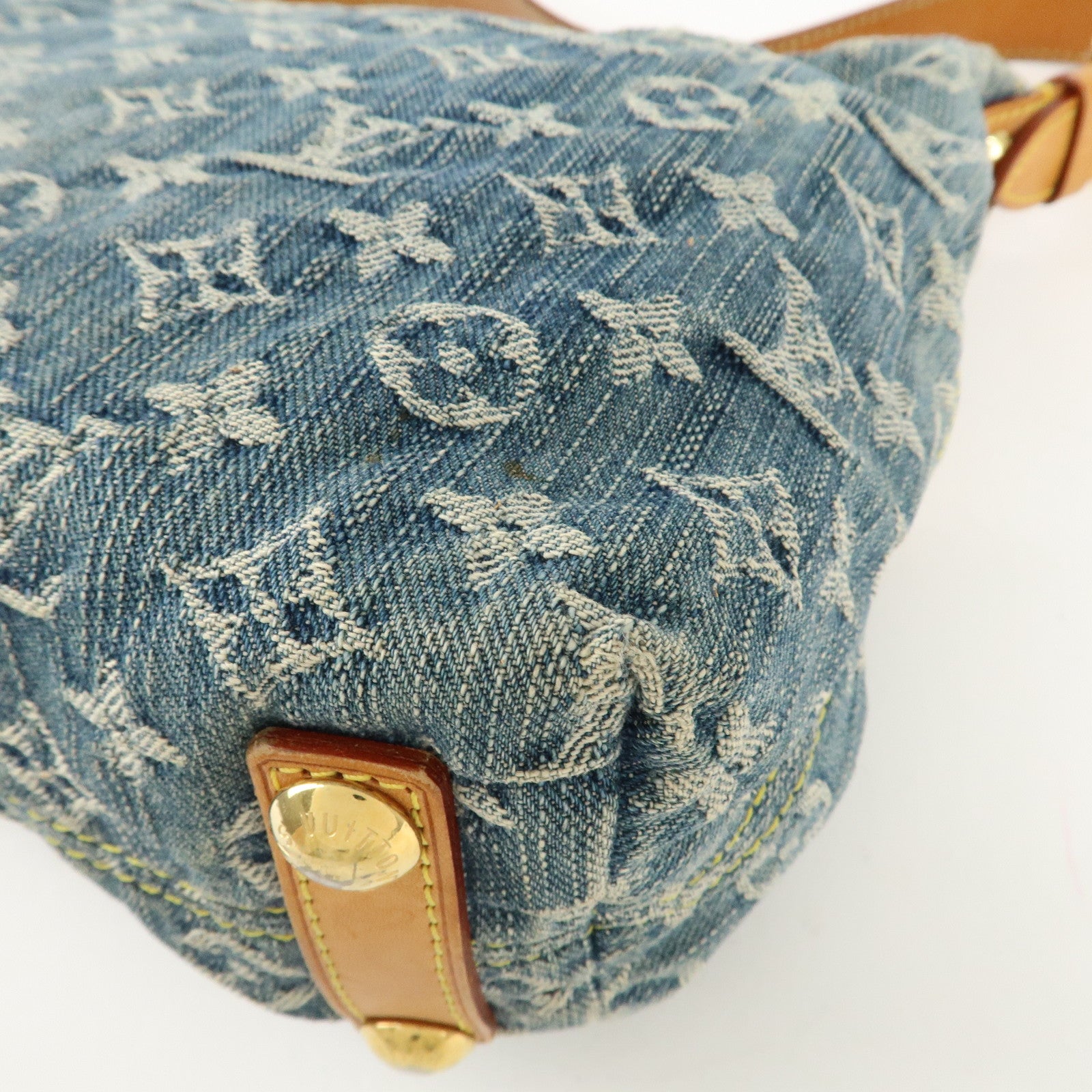 Louis Vuitton Monogram Denim Baggy PM 2Way Shoulder Bag Blue M95049 Used