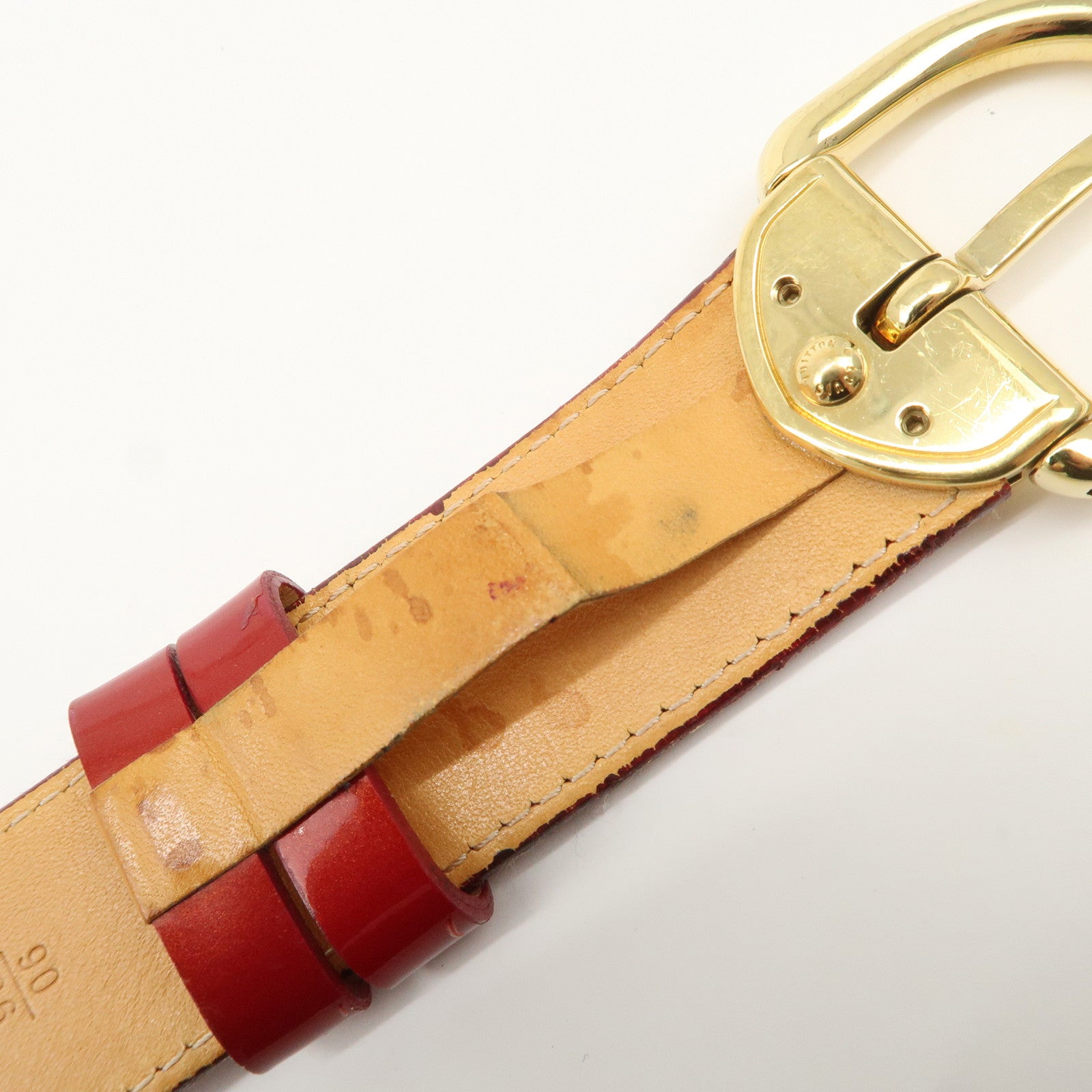 Louis Vuitton Monogram Vernis Ceinture Carre Belt 90/36 Red M6980