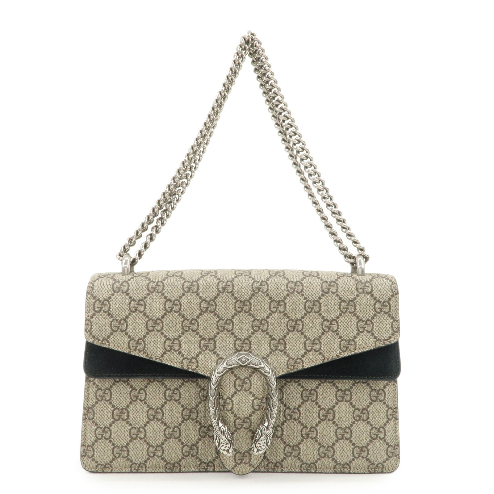 GUCCI Dionysus GG Supreme Suede Chain Shoulder Bag Beige 400249