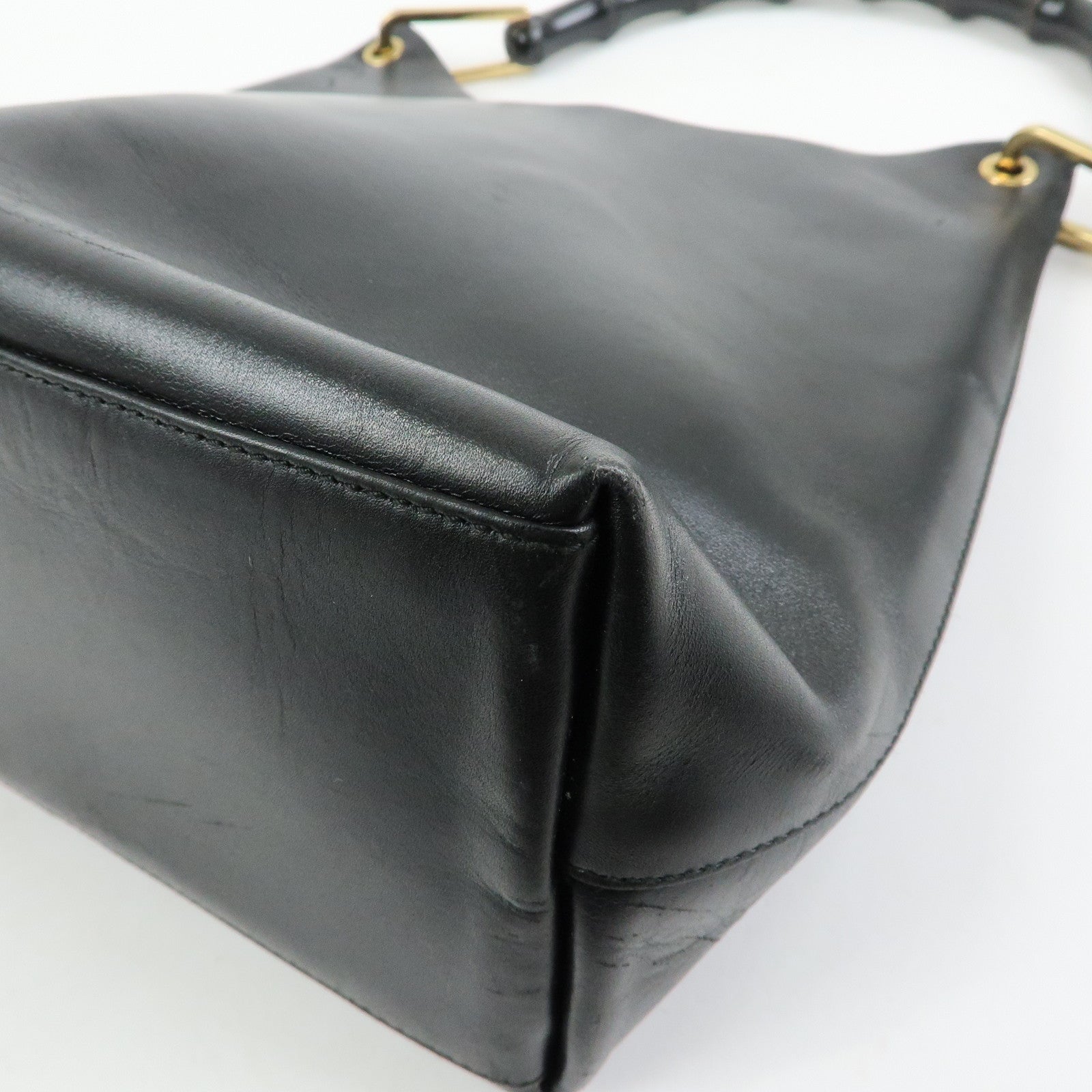 GUCCI Bamboo Leather Shoulder Bag Black 001・1553・1880