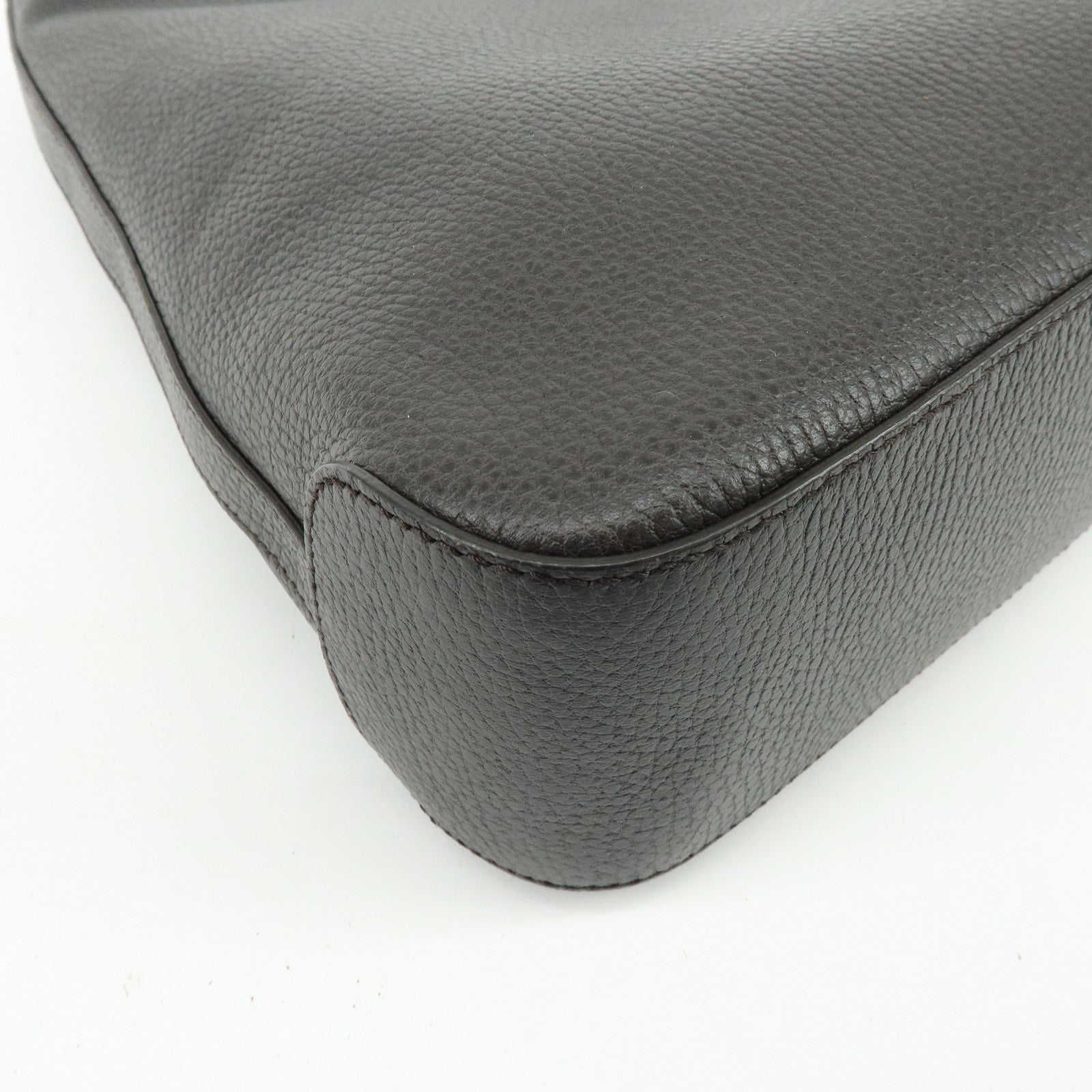 GUCCI Leather Shoulder Bag Tassel Charm Dark Brown 336659