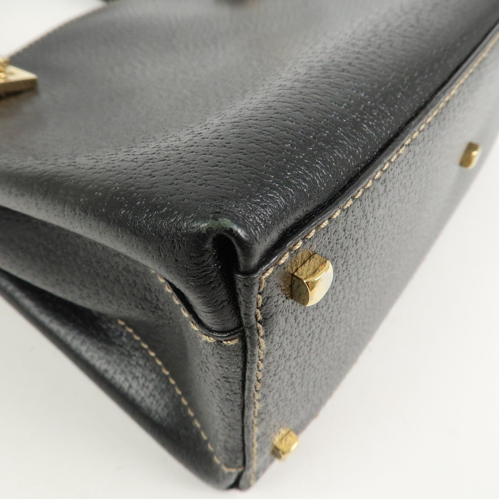 Ferragamo Gancini Leather 2 Way Bag Hand Bag Shoulder Bag Black