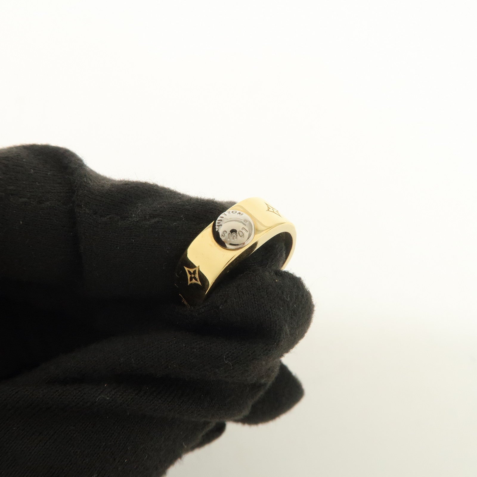 Louis Vuitton Nanogram Bague Metal Ring Size S Gold M00210