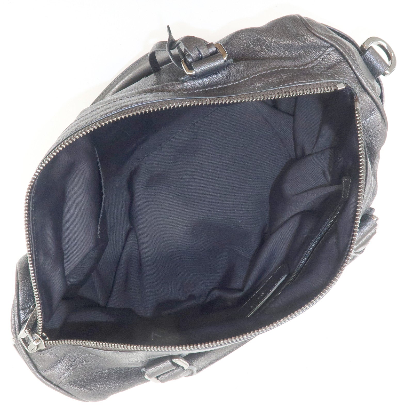 LOEWE Anagram Leather 2WAY Bag Shoulder Bag Hand Bag Metallic Gray