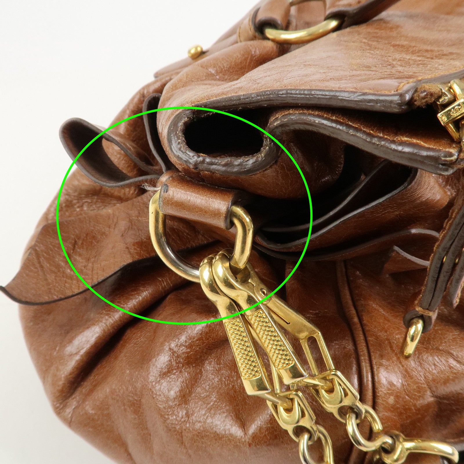 MIU MIU Leather 2Way Ribbon Shoulder Bag Hand Bag Brown RT0365