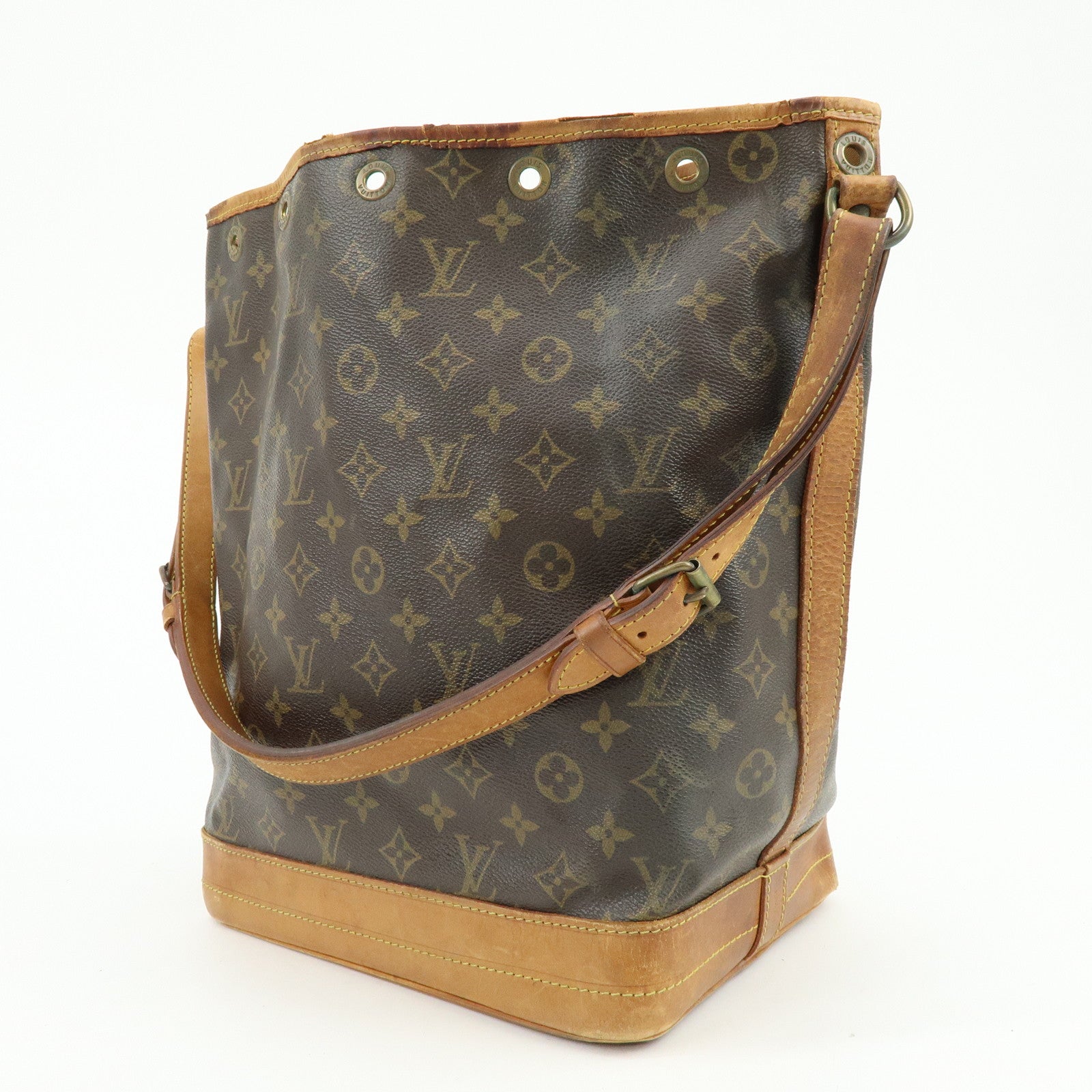 Louis Vuitton Monogram Noe Canvas Leather Shoulder Bag Brown M42224