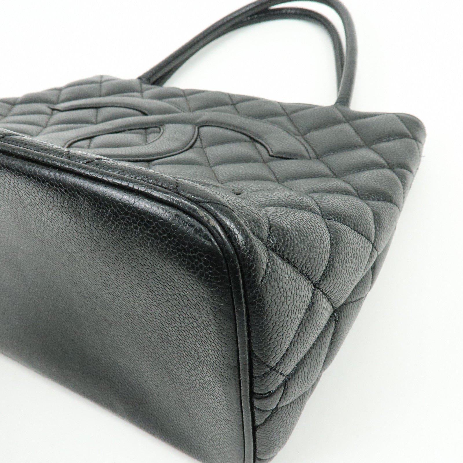 CHANEL Matelasse COCO Mark Medallion Caviarskin Tote Bag A01804