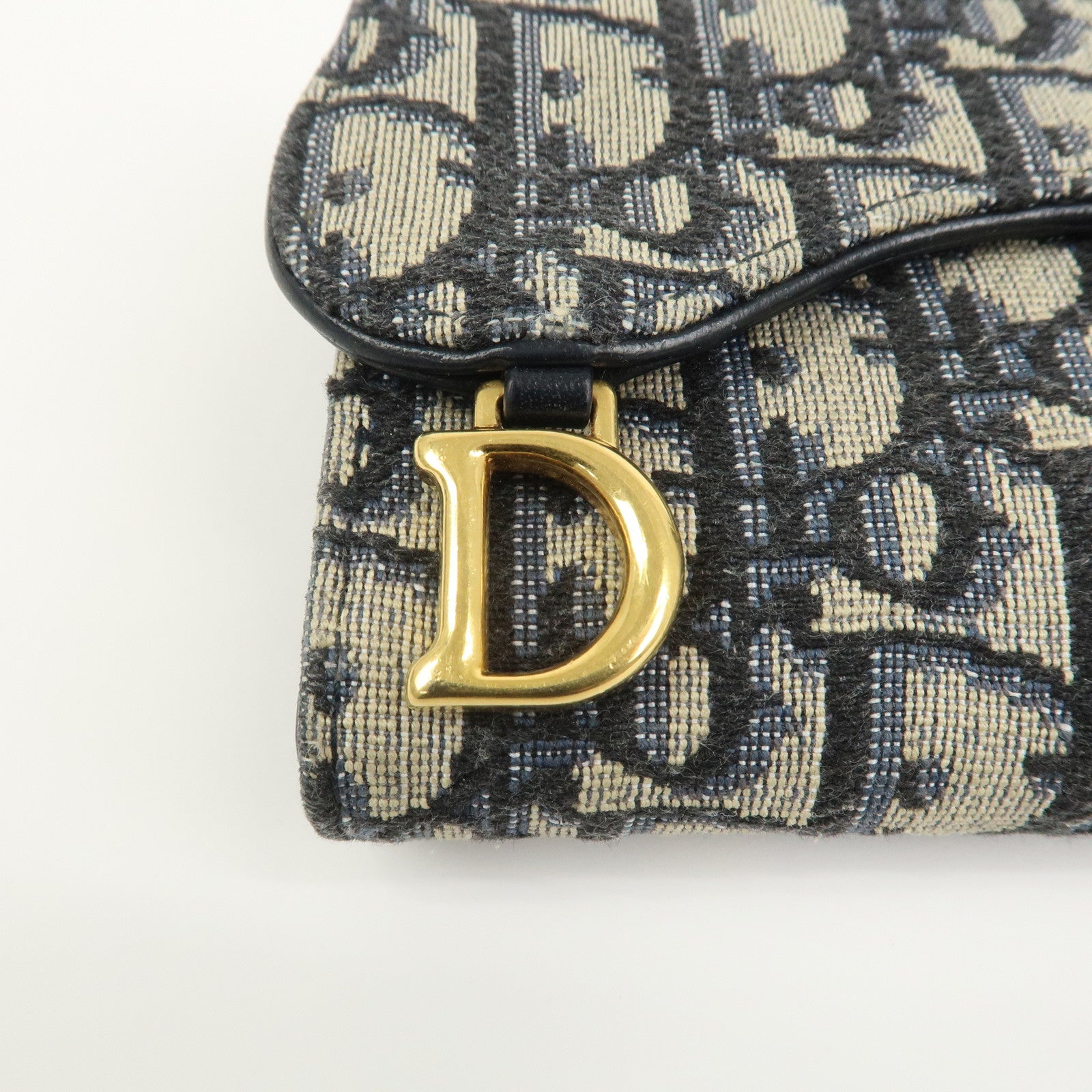 Christian Dior Trotter JacguardCanvas Leather Saddle Trifold Wallet