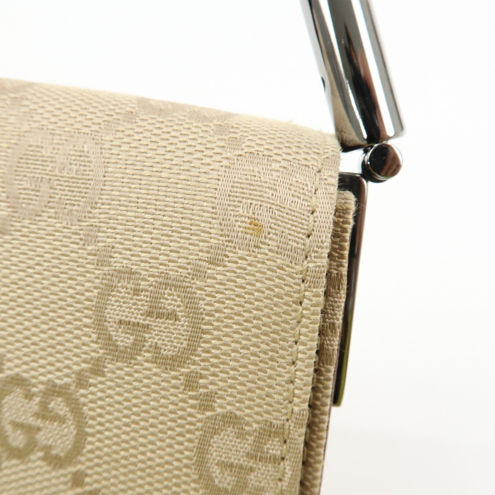 GUCCI GG Canvas Leather Shoulder Bag Hand Bag Beige 01235