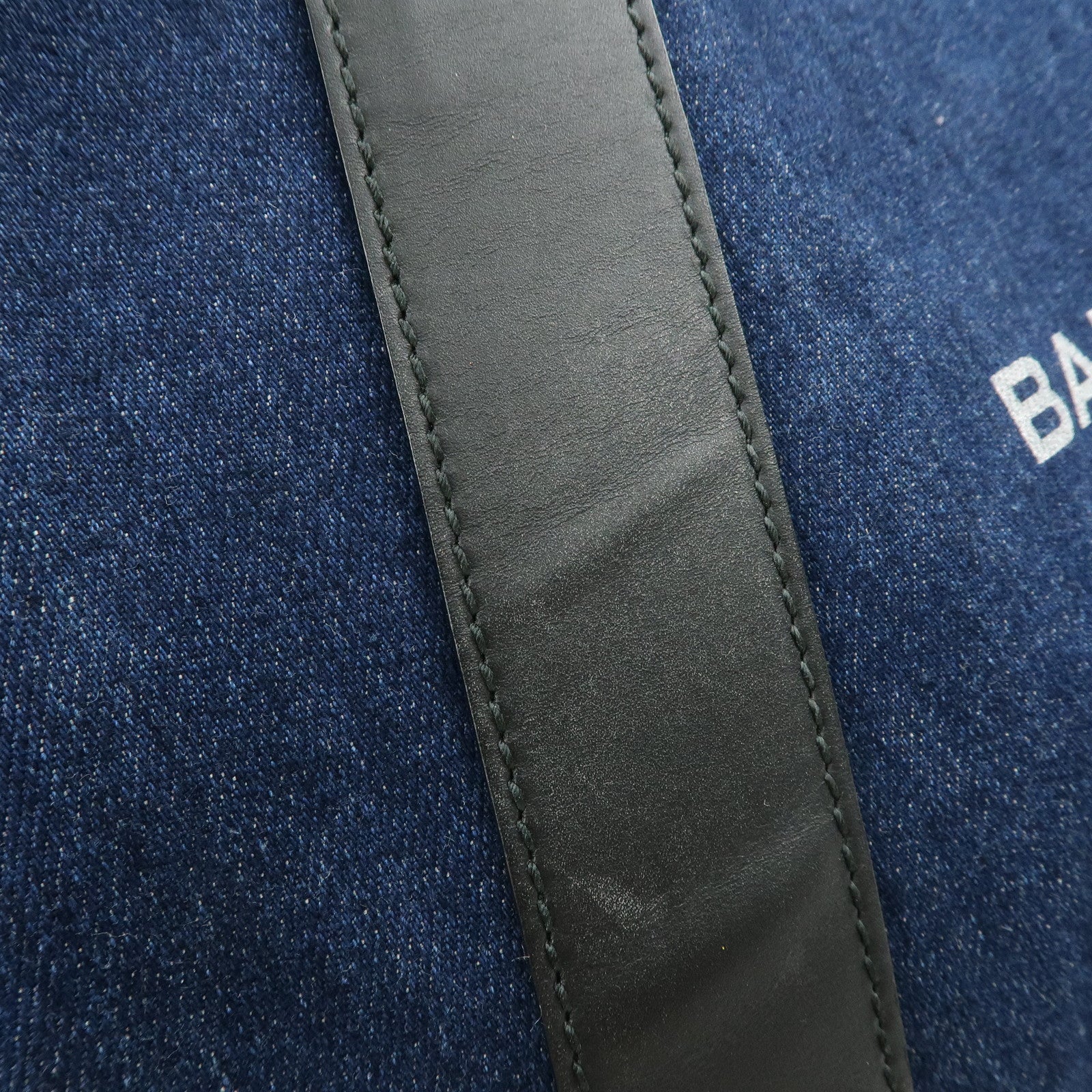 BALENCIAGA Denim Leather Navy Cabas M Tote Bag Hand Bag 339936