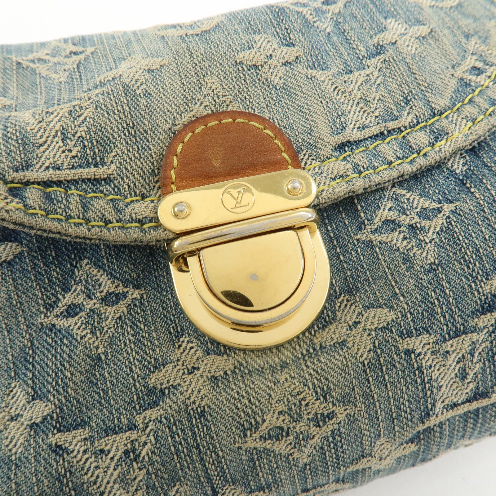 Louis Vuitton Monogram Denim Mini Pleaty Shoulder Bag Blue M95050