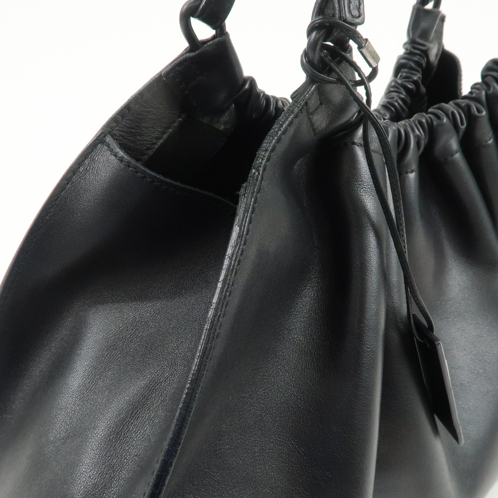 GUCCI Leather Tote Bag Hand Bag Black 76554