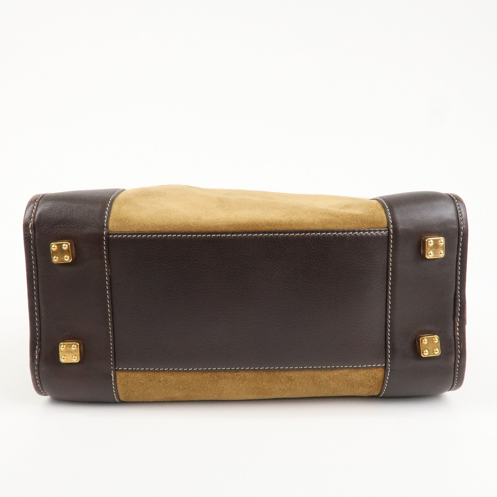 LOEWE Anagram Suede Leather Amazona 35 Brown Hand Bag Boston Bag Used