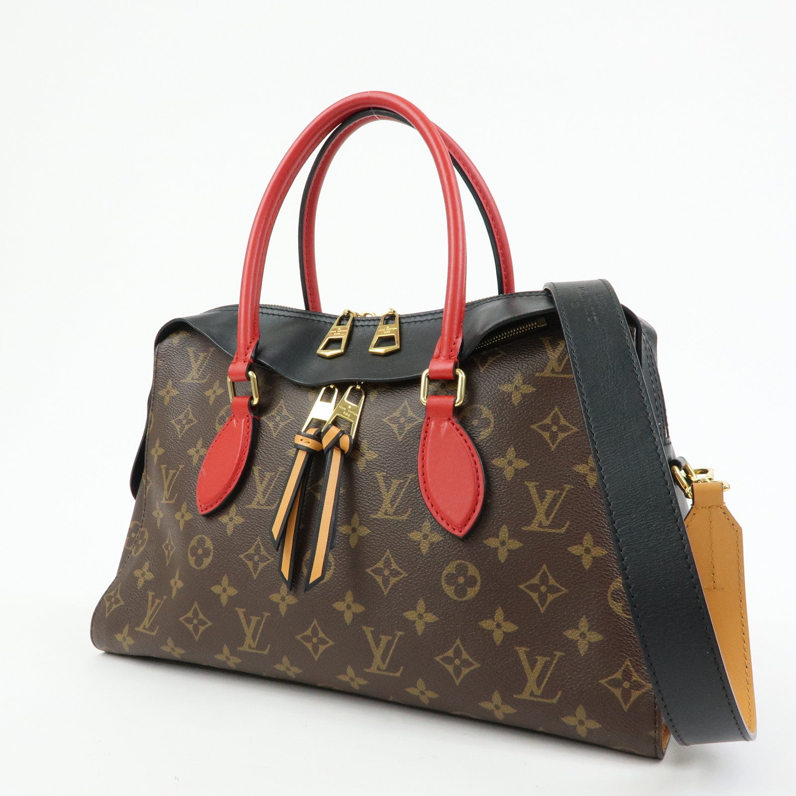 Louis Vuitton Monogram Tuileries Tote 2Way Bag Brown Red M41454