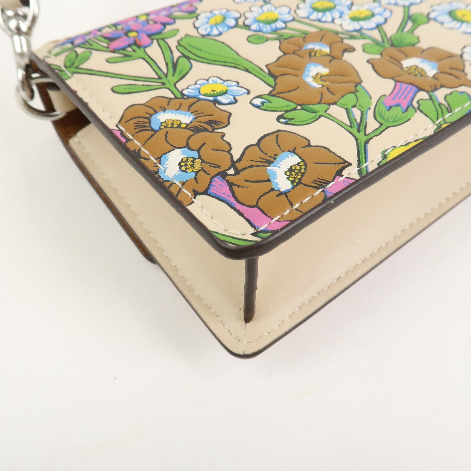 COACH Elaiza Leather Flap Crossbody Shoulder Bag Floral Print