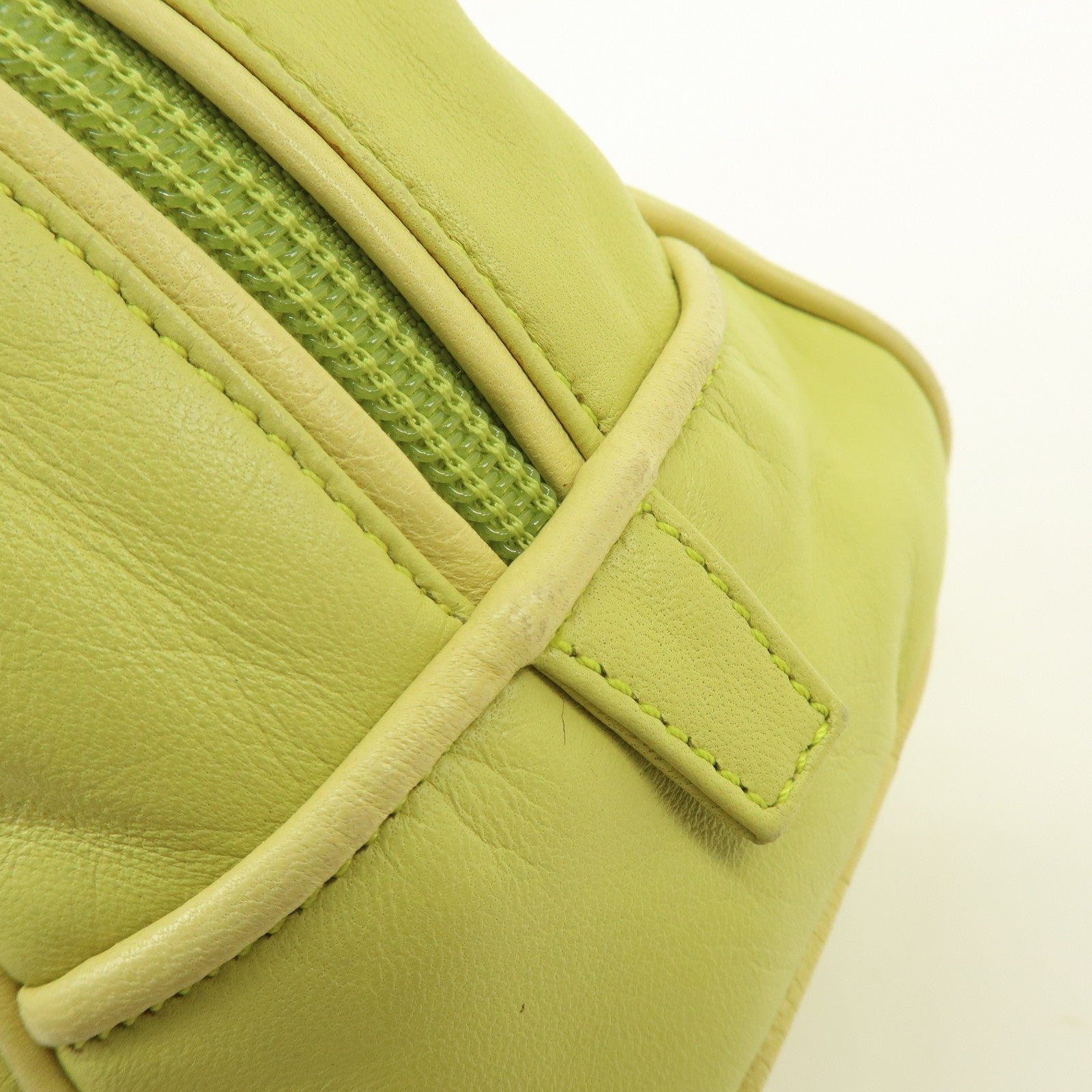 LOEWE Logo Nappa Leather Mini Hand Bag Boston Bag Lime Green