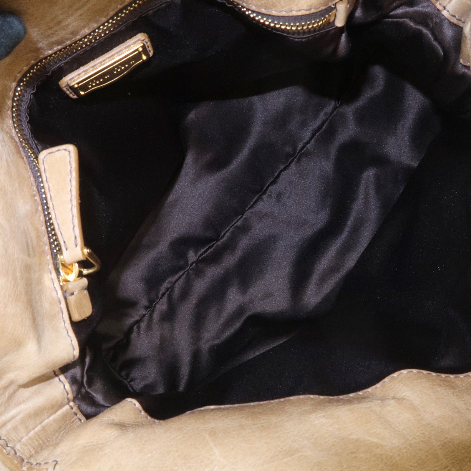 MIU MIU Leather Ribbon 2Way Bag Hand Bag Shoulder Bag Beige RT0365