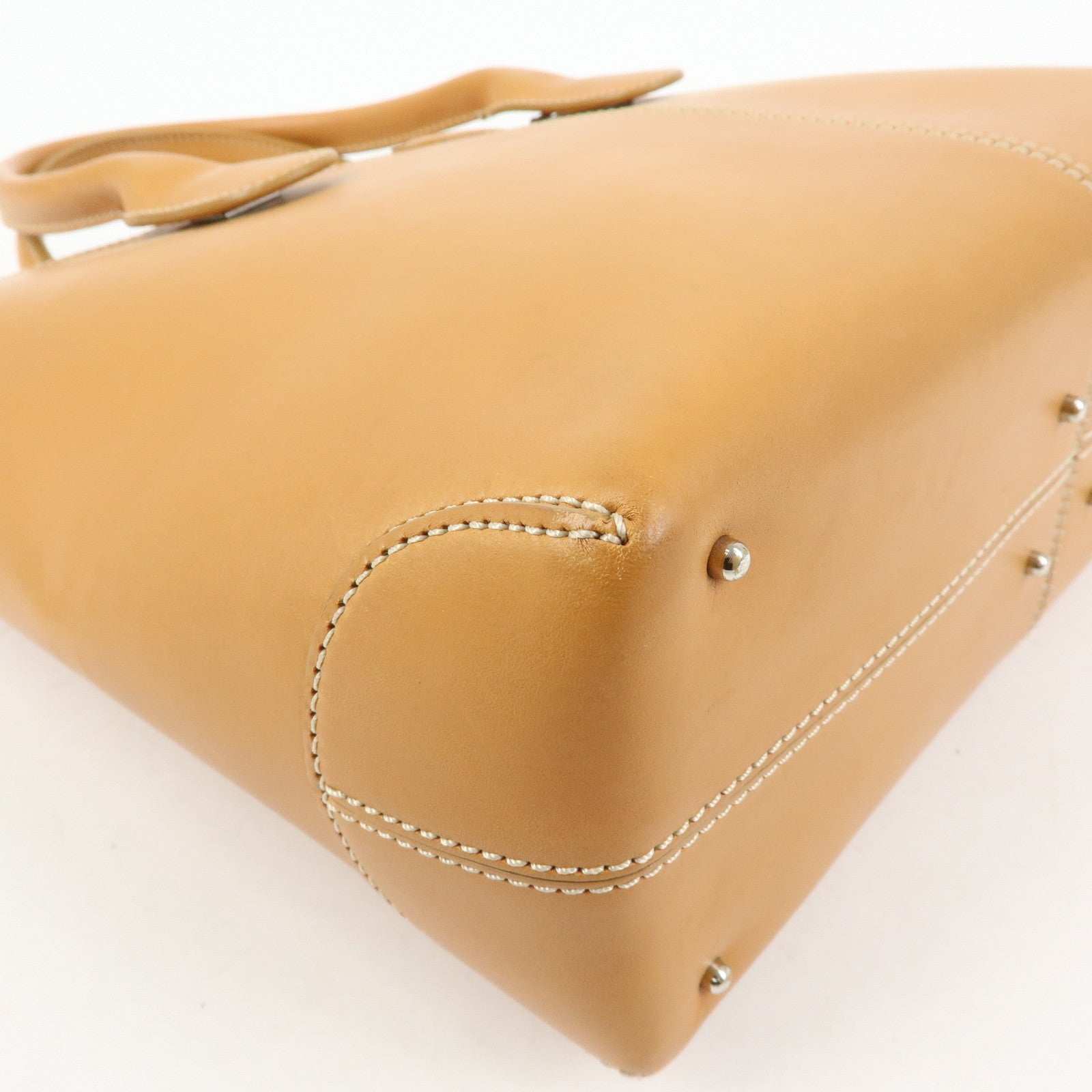 TOD'S Logo Leather 2Way Bag Tote Bag Shoulder Bag Camel