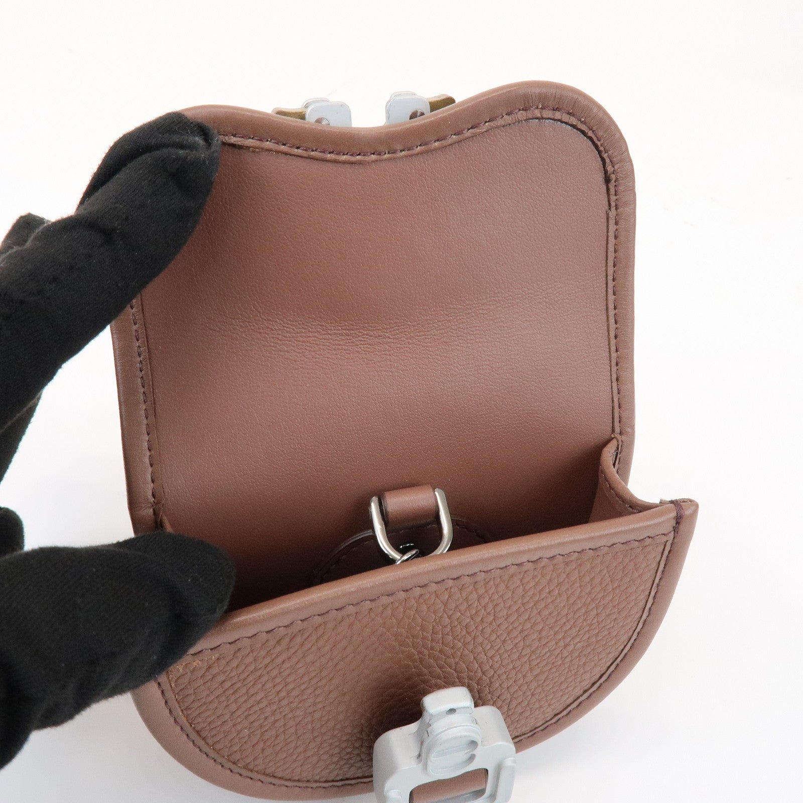 Christian Dior Leather Gallop Nano Pouch Coin Case Key Case Brown