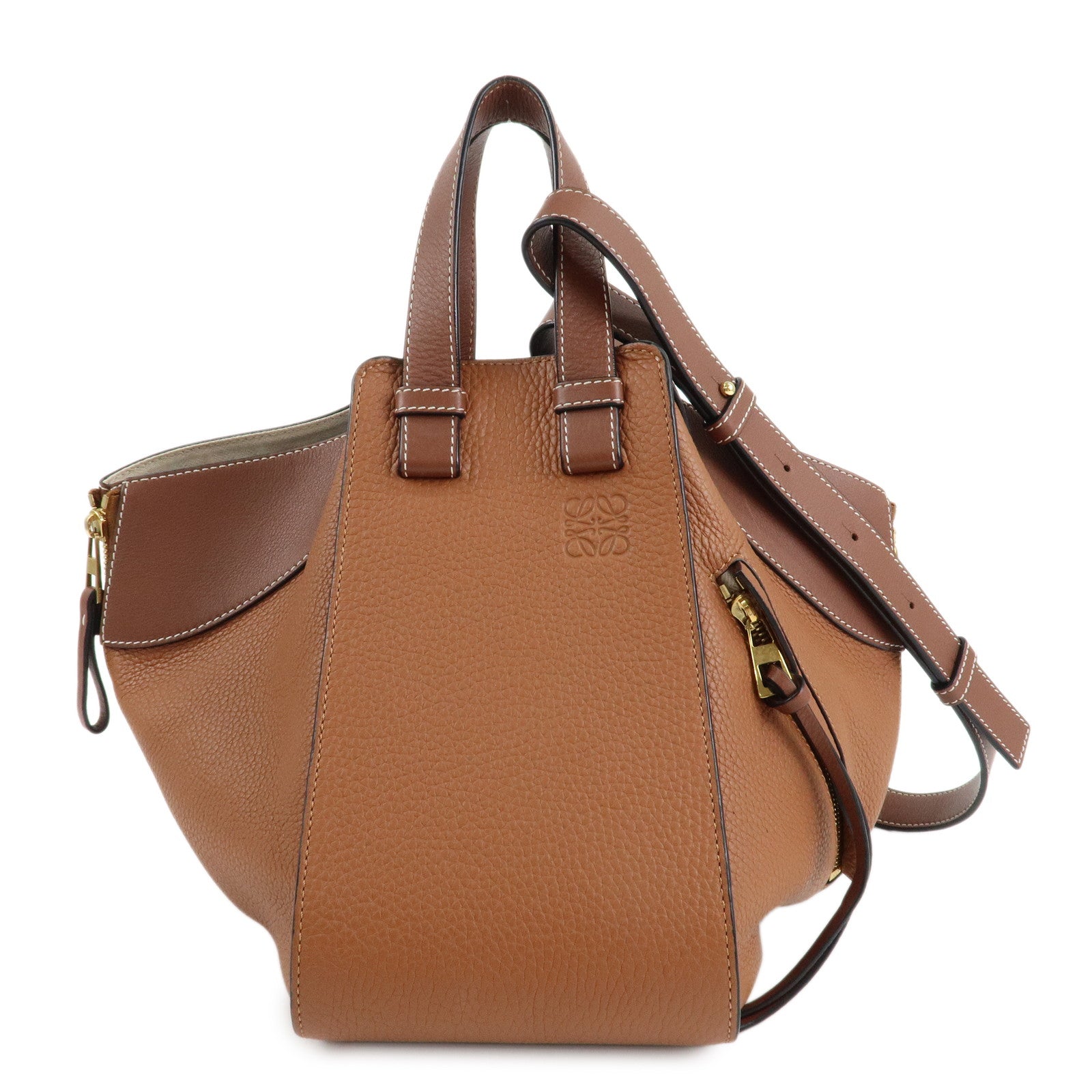 LOEWE Anagram Leather Hammock Small Shoulder Bag Brown Used