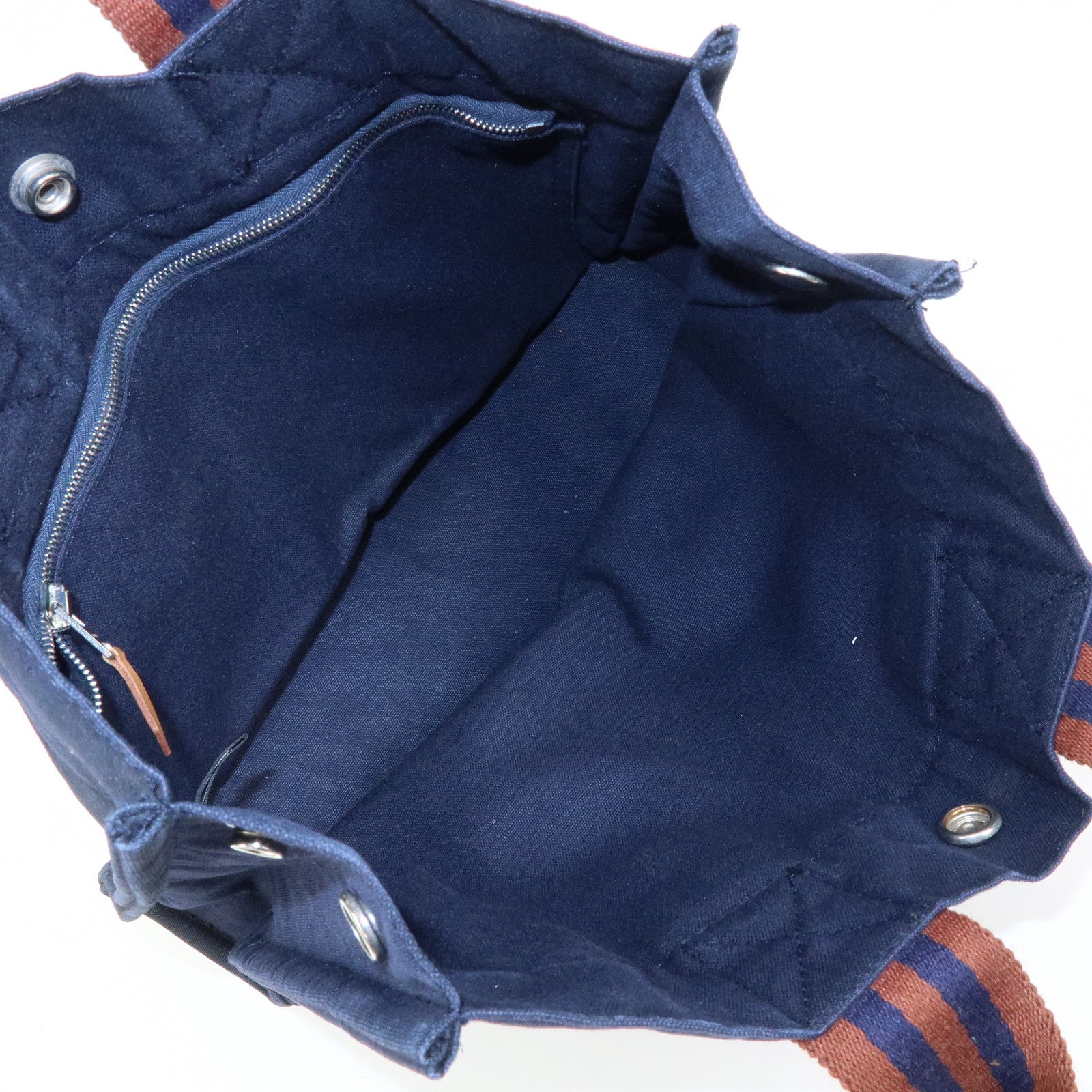HERMES Fourre Tout Canvas PM Tote Bag Hand Bag Navy