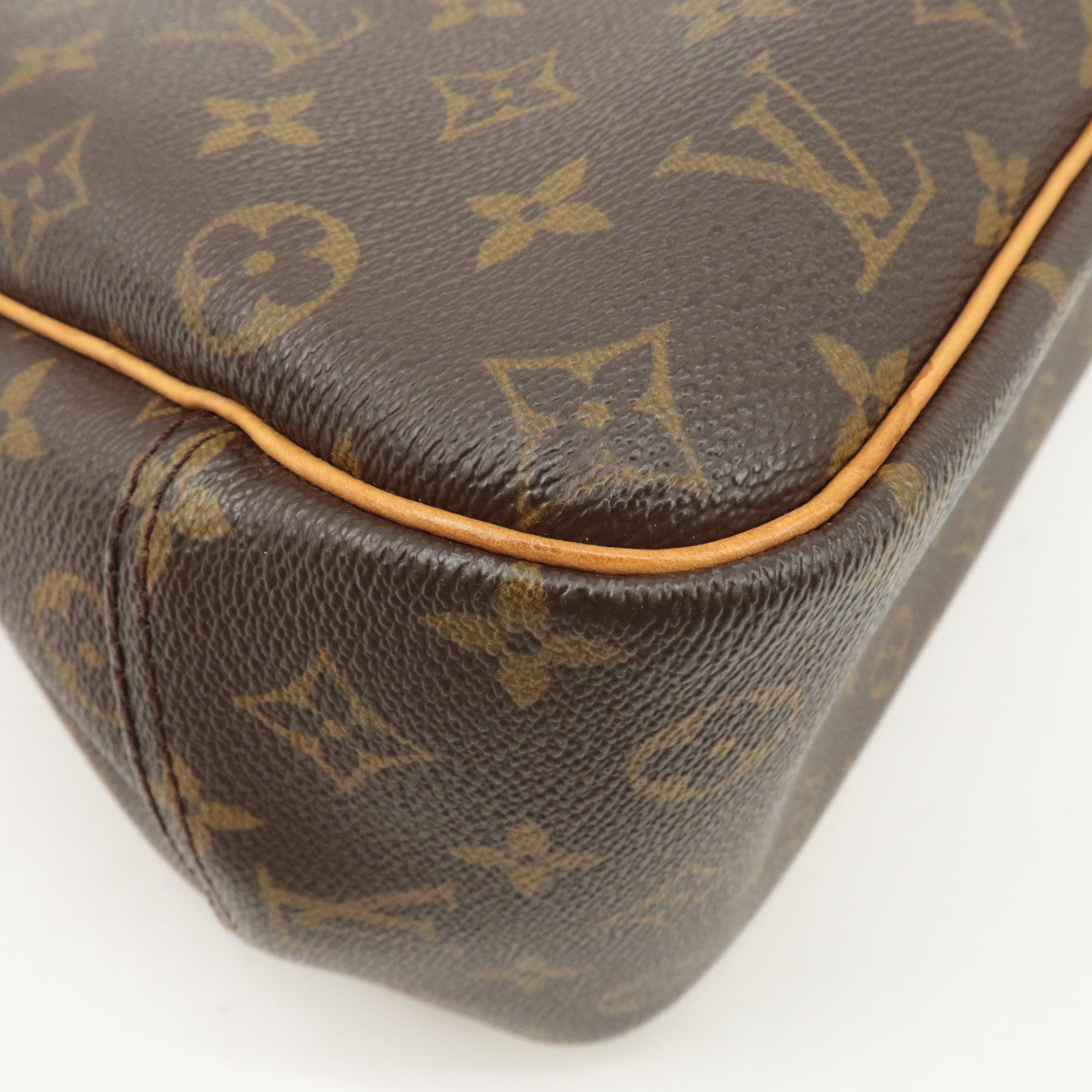 Louis Vuitton Monogram Deauville Hand Bag Brown M47270 Used