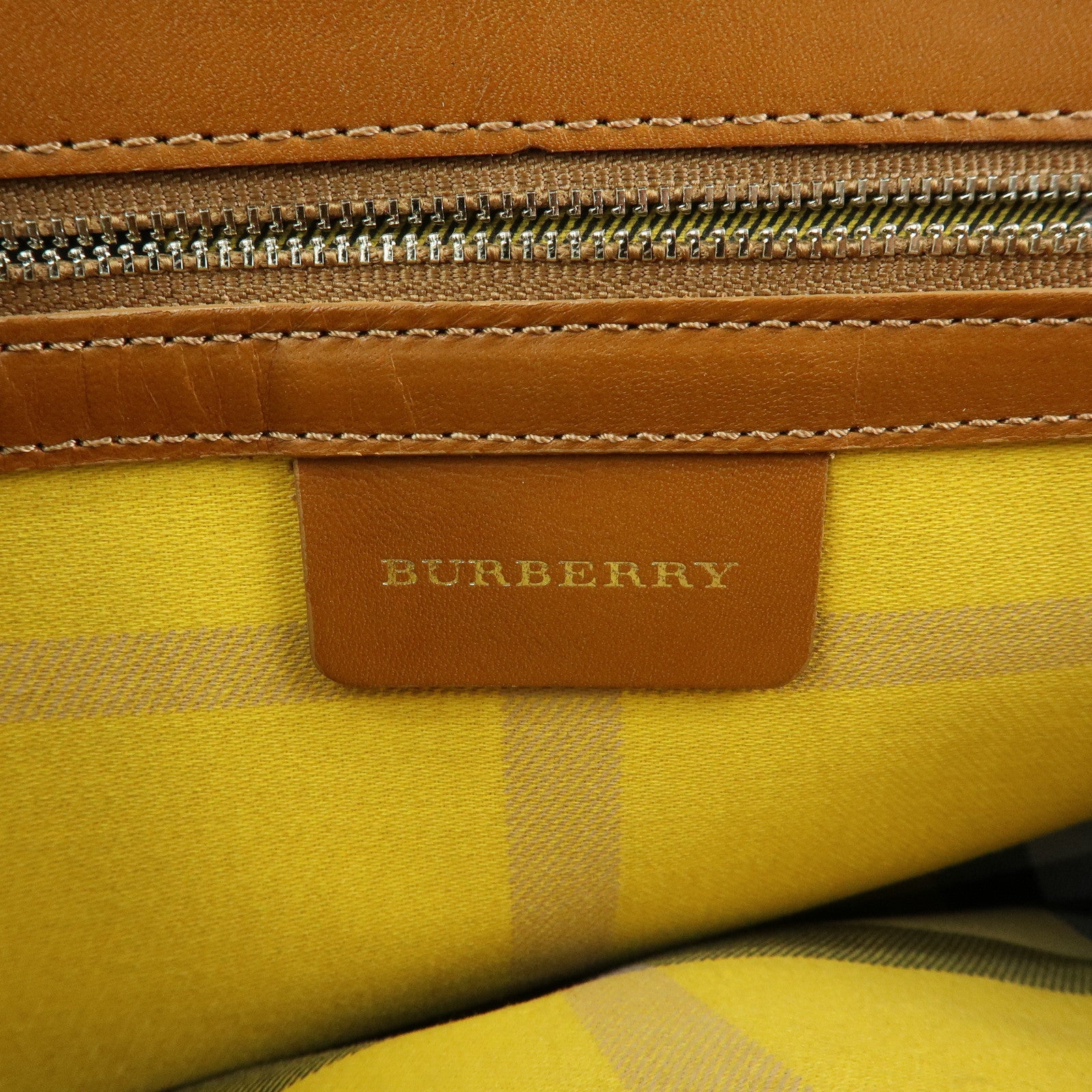 BURBERRY Straw Canvas Leather Tote Bag Shoulder Bag Natural Brown