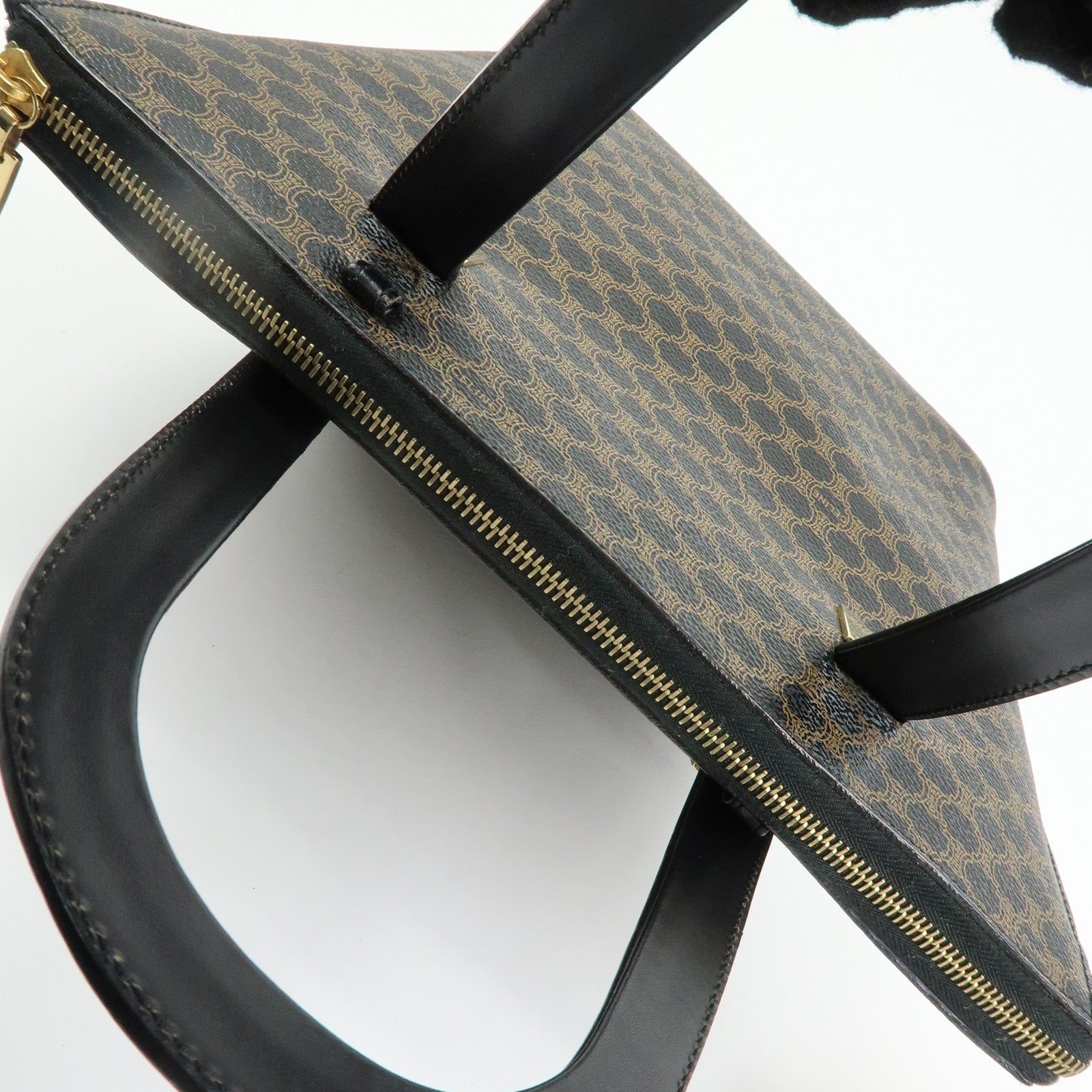 CELINE Macadam PVC Leather 2Way Bag Hand Bag Shoulder Bag Brown