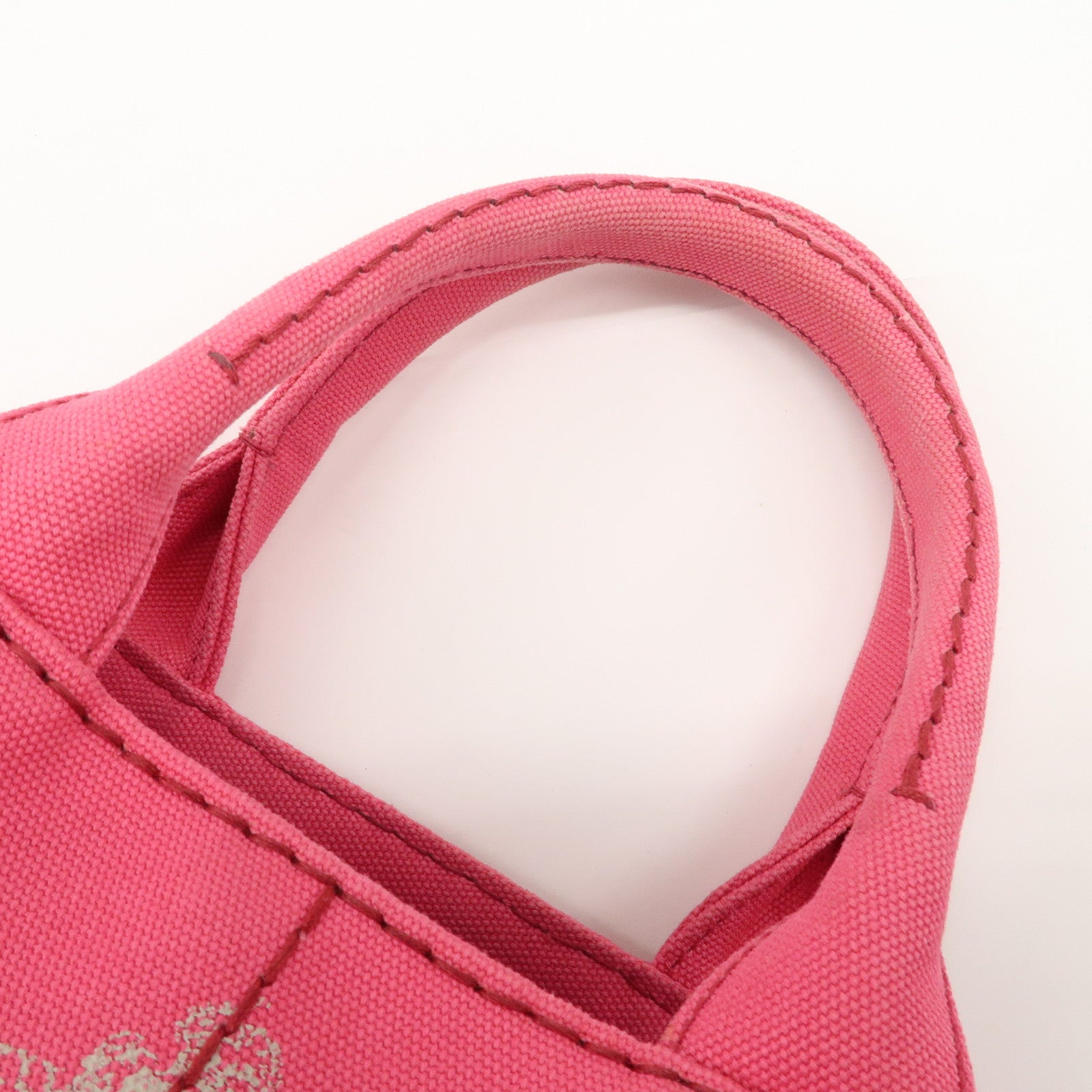 PRADA Logo Canapa Mini Canvas 2Way Tote Bag Pink 1BG439 Used