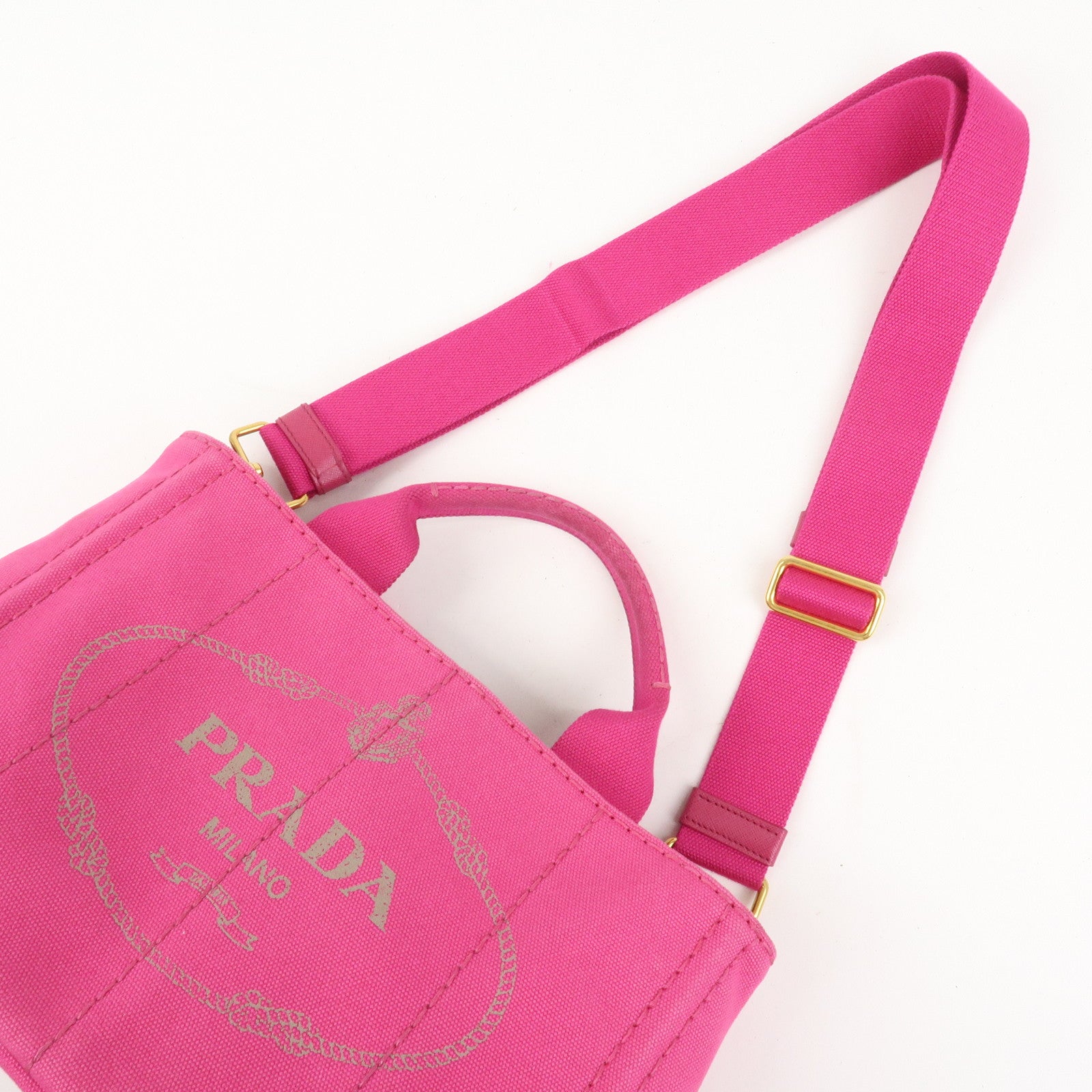 PRADA Canvas Canapa Mini 2Way Bag Hand Shoulder Bag Pink B2439G