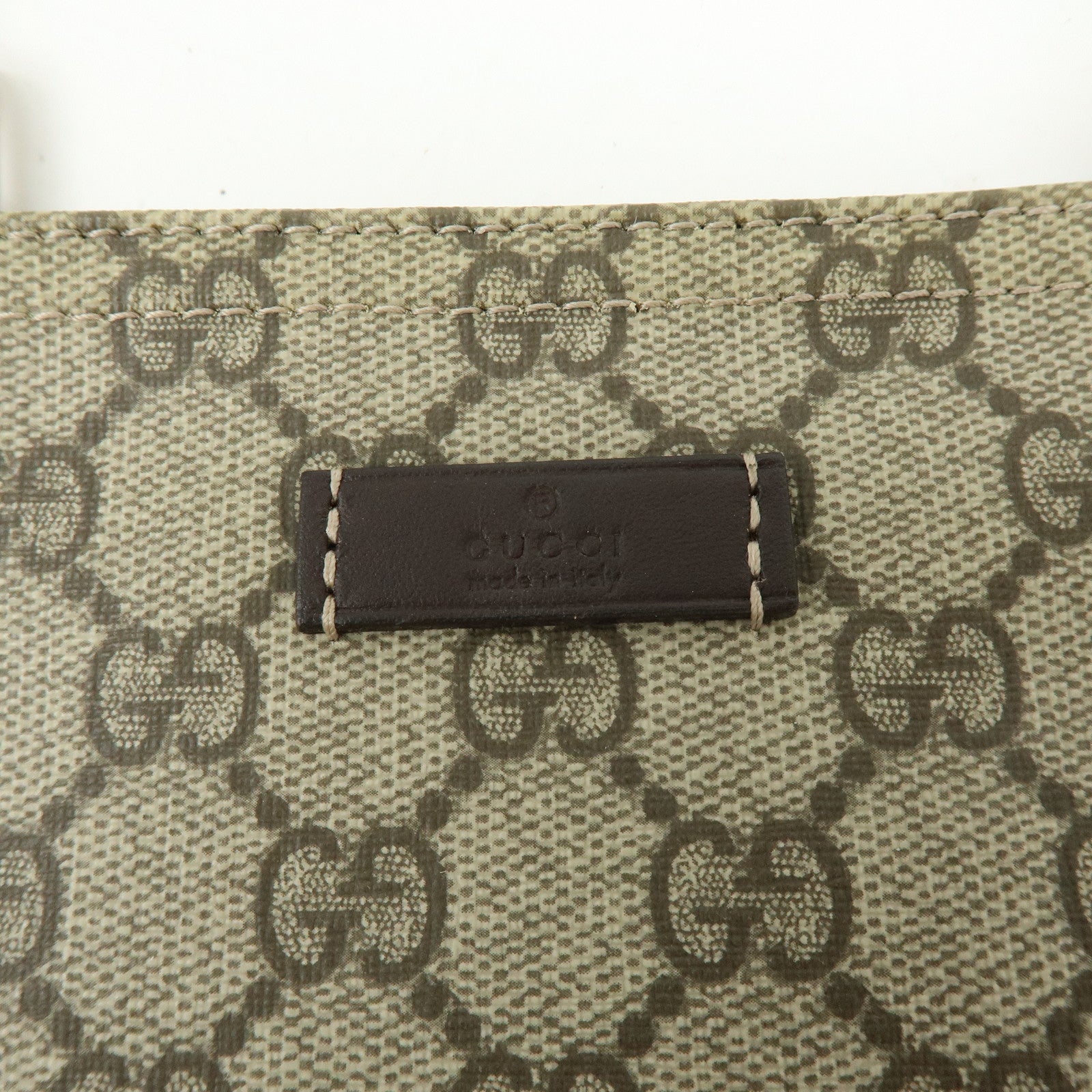 GUCCI GG Supreme Leather Shoulder Bag Gray Beige Brown 201533