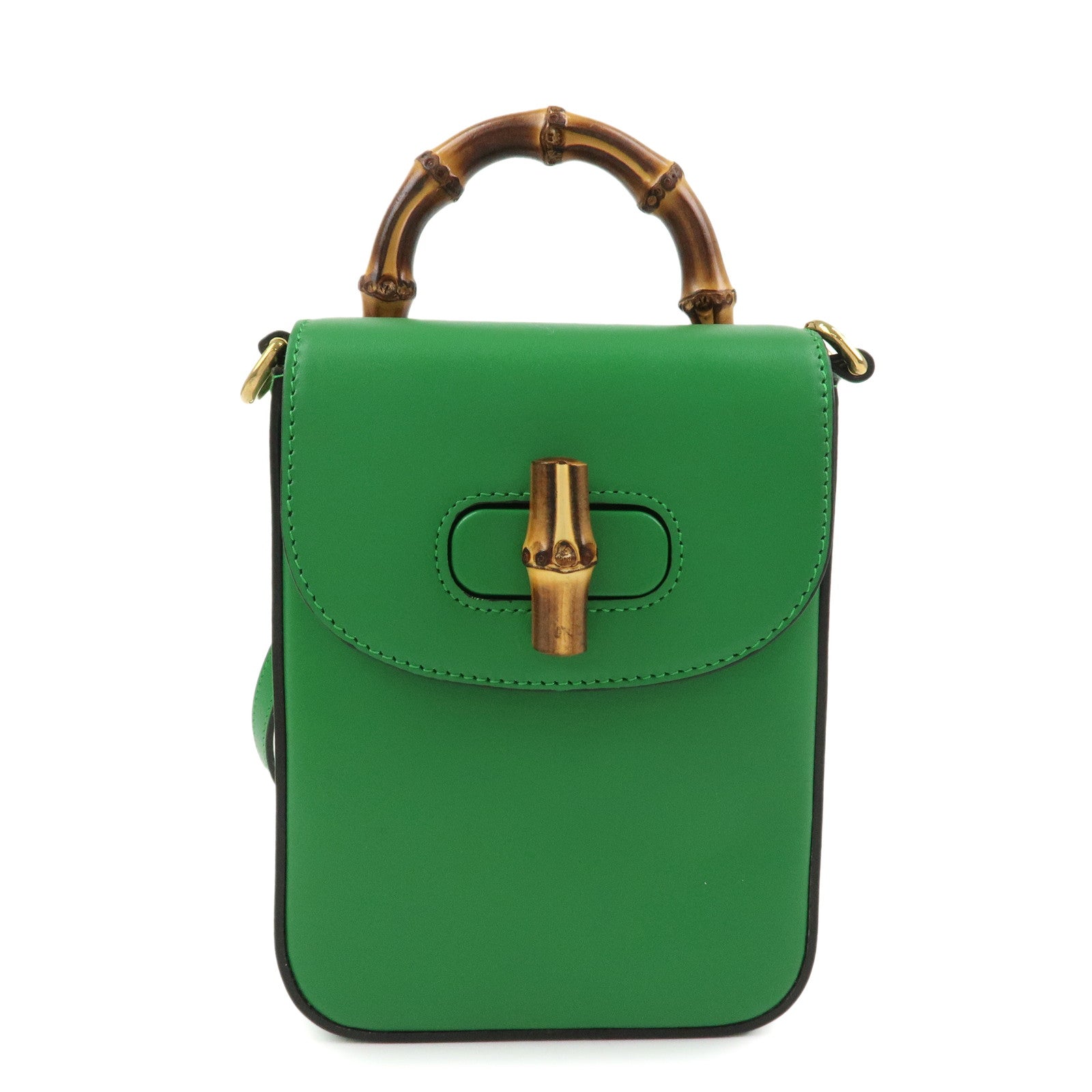 GUCCI Bamboo Leather 2Way Bag Backpack Shoulder Bag Green 702106