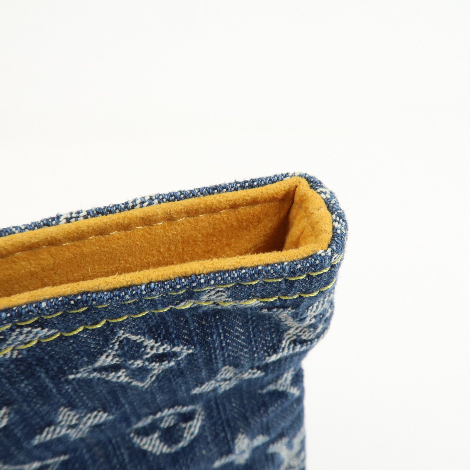 Louis Vuitton Monogram Denim Pochette Plat Pouch Clutch Bag M95007