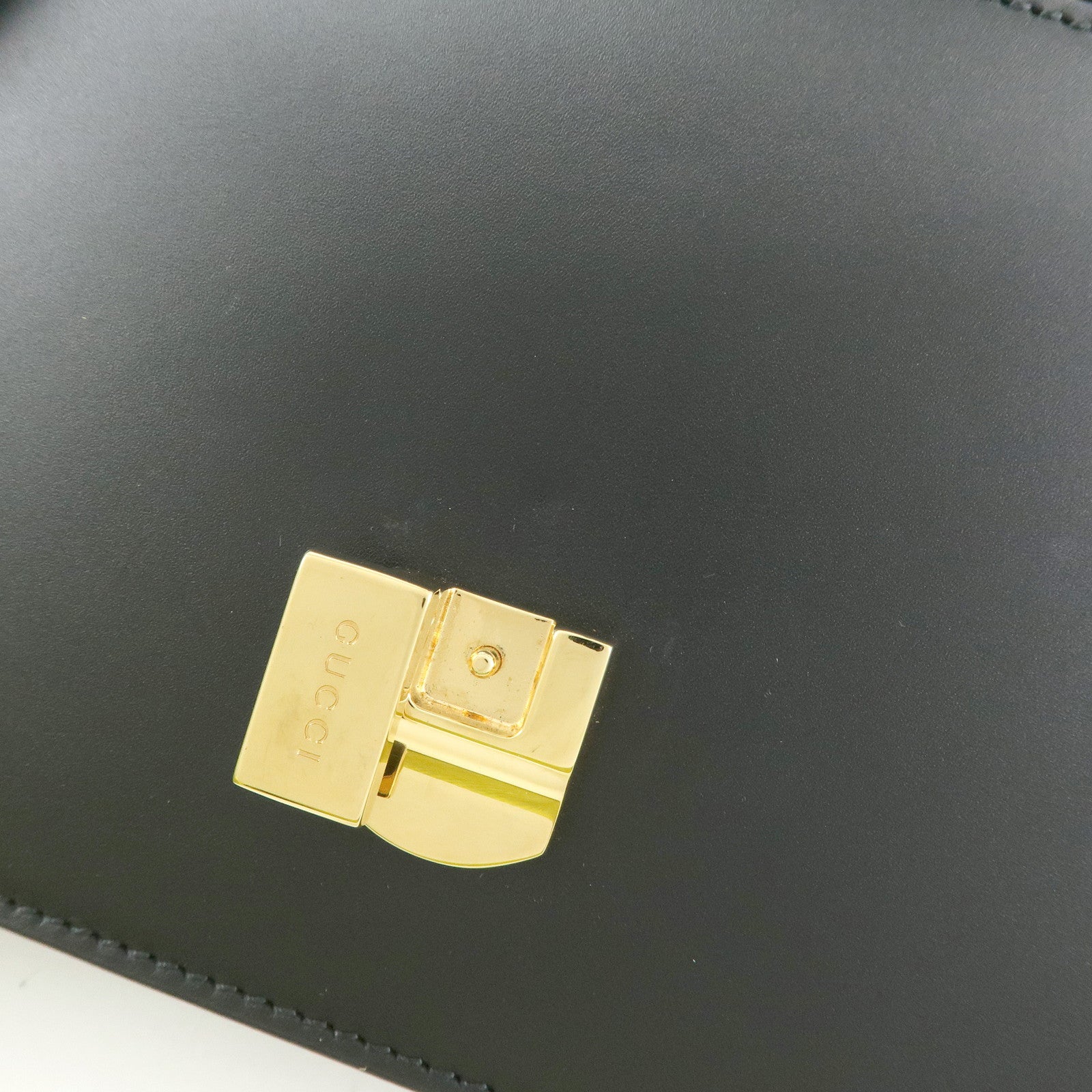GUCCI Sylvie Sherry Leather 2Way Hand Bag Shoulder Bag Black 470270