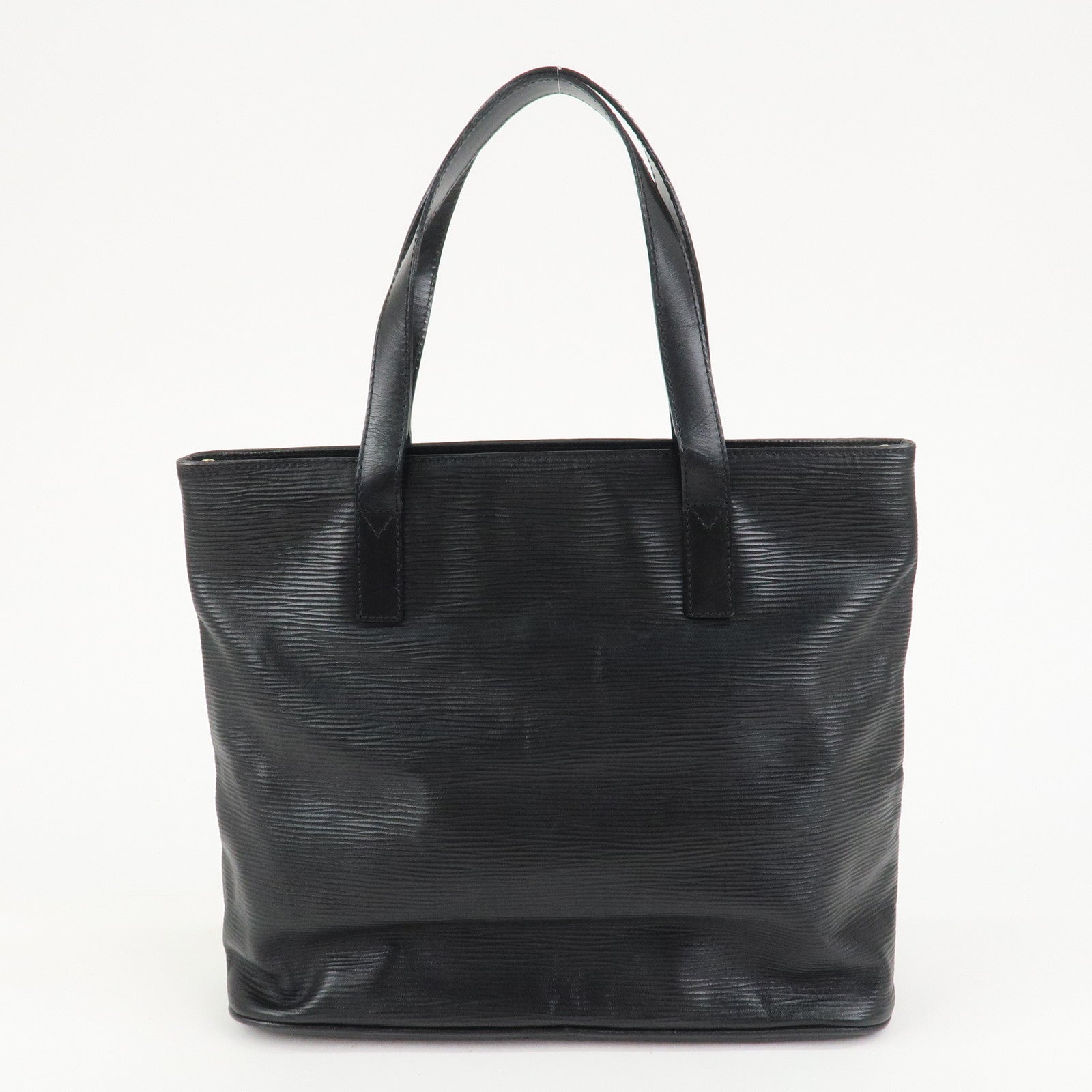 FENDI Logo Leather Tote Bag Hand Bag Shoulder Bag Black