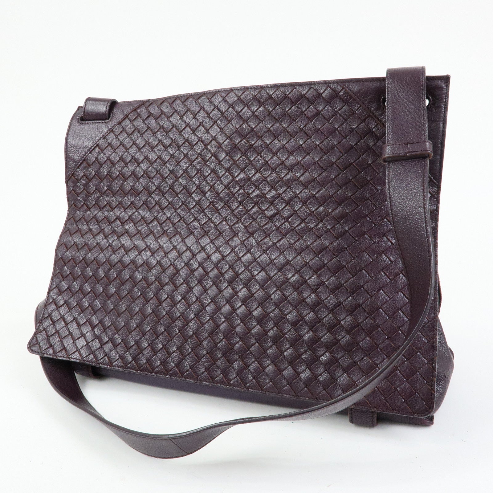 BOTTEGA VENETA Intrecciato Leather Shoulder Crossbody Bag Purple