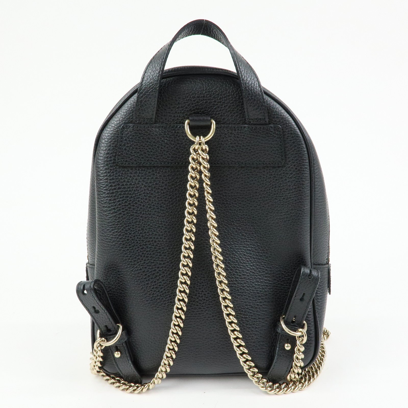 GUCCI SOHO Interlocking G Leather Backpack Rucksack Black 431570
