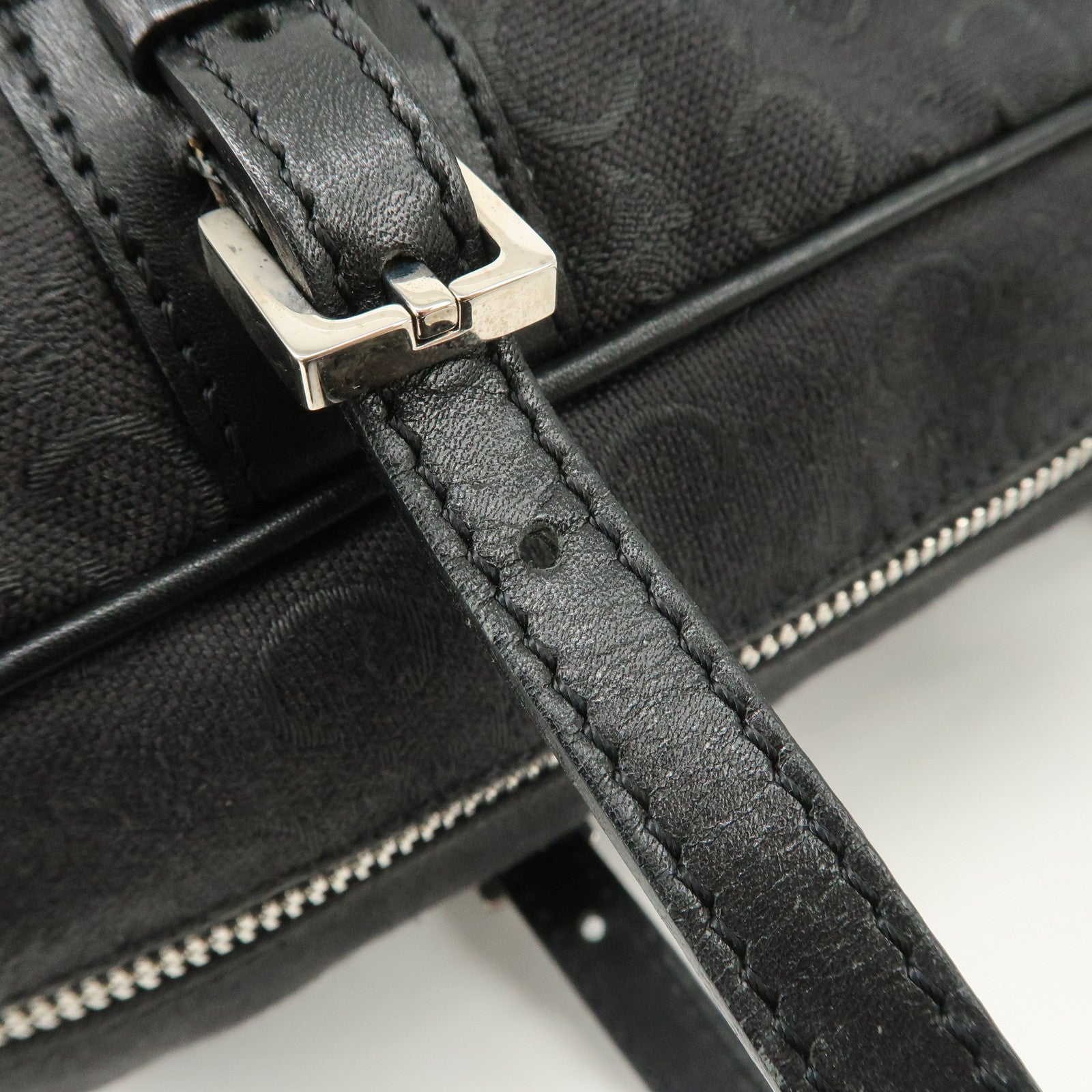 CELINE C Macadam Canvas Leather Mini Boston Bag Black