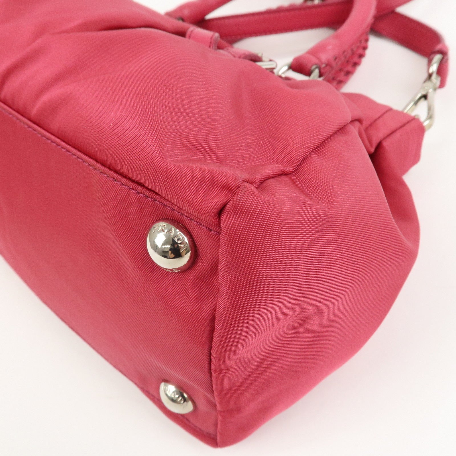 PRADA Logo Nylon Leather 2Way Bag Hand Bag Shoulder Bag Pink